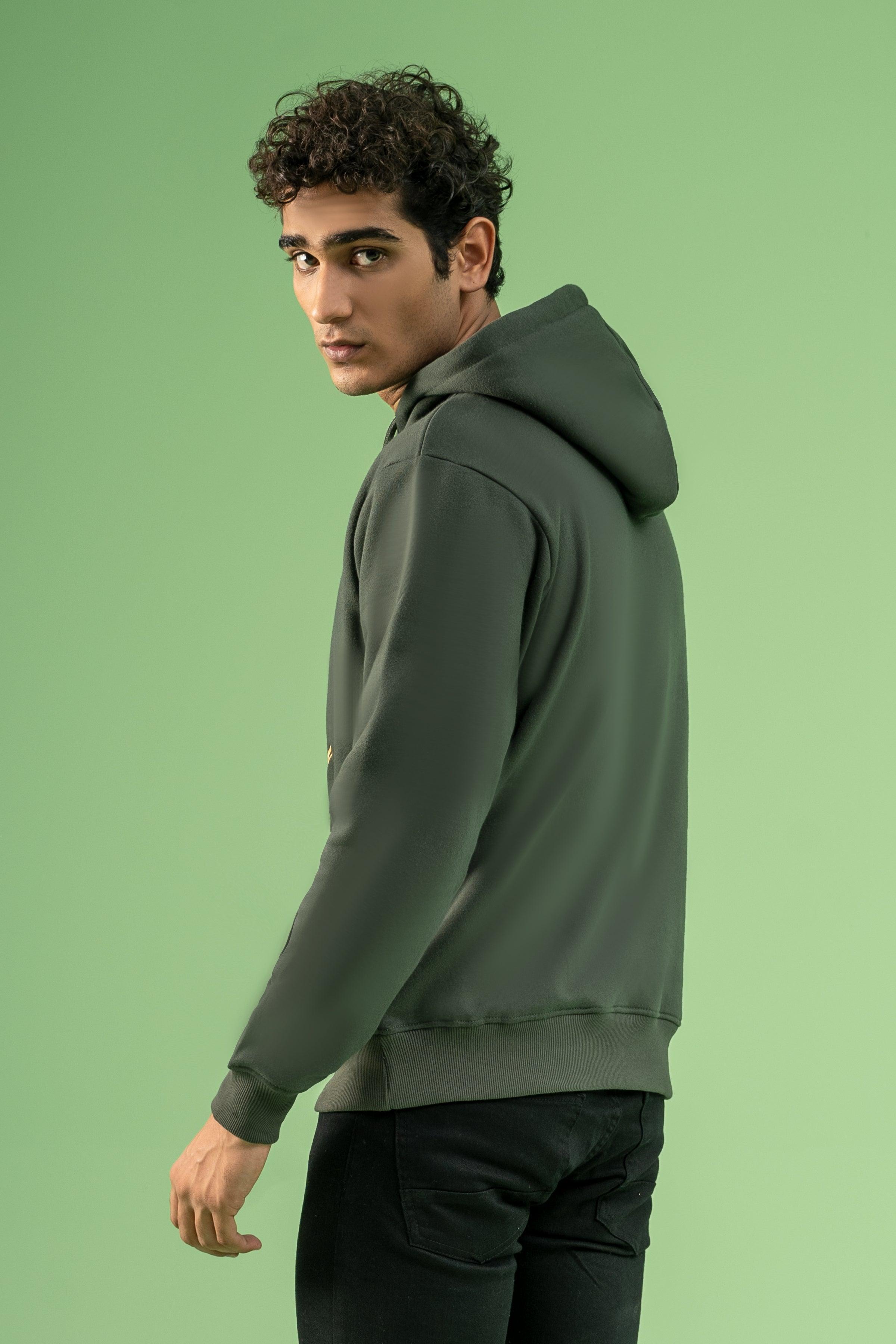 KANGROO POCKET HOODIE GREEN at Charcoal Clothing