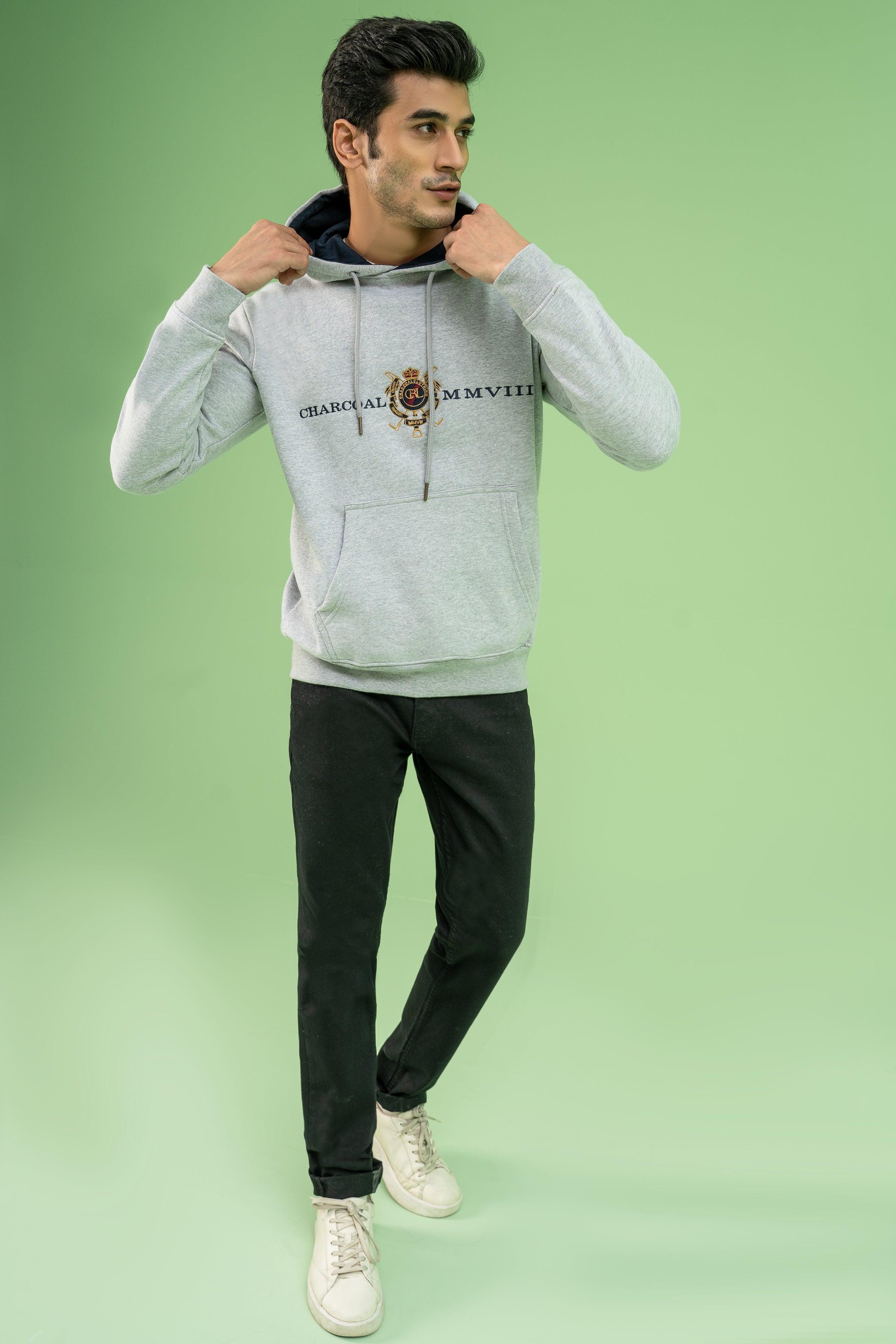 KANGROO POCKET HOODIE HYDER GREY at Charcoal Clothing