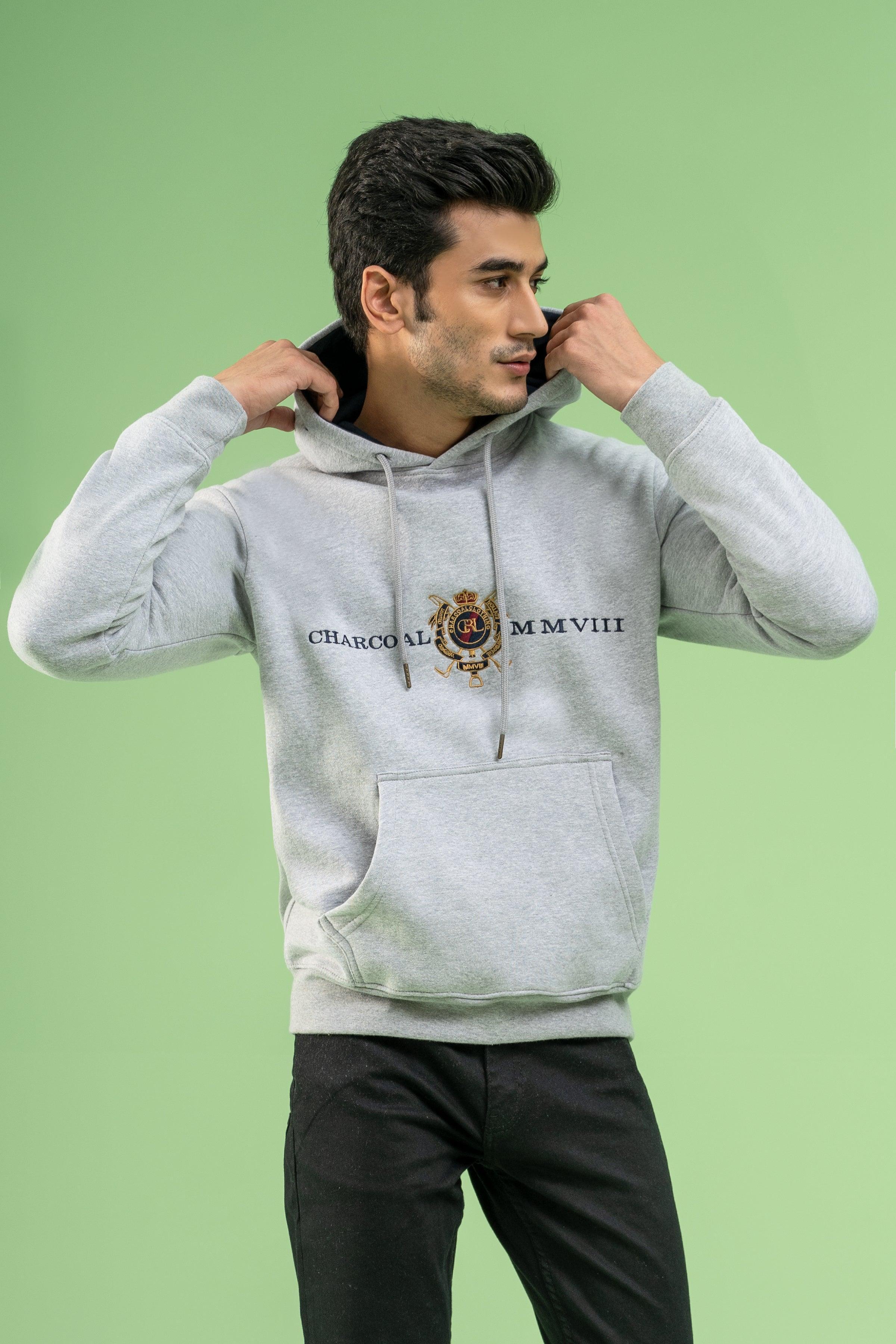 KANGROO POCKET HOODIE HYDER GREY at Charcoal Clothing