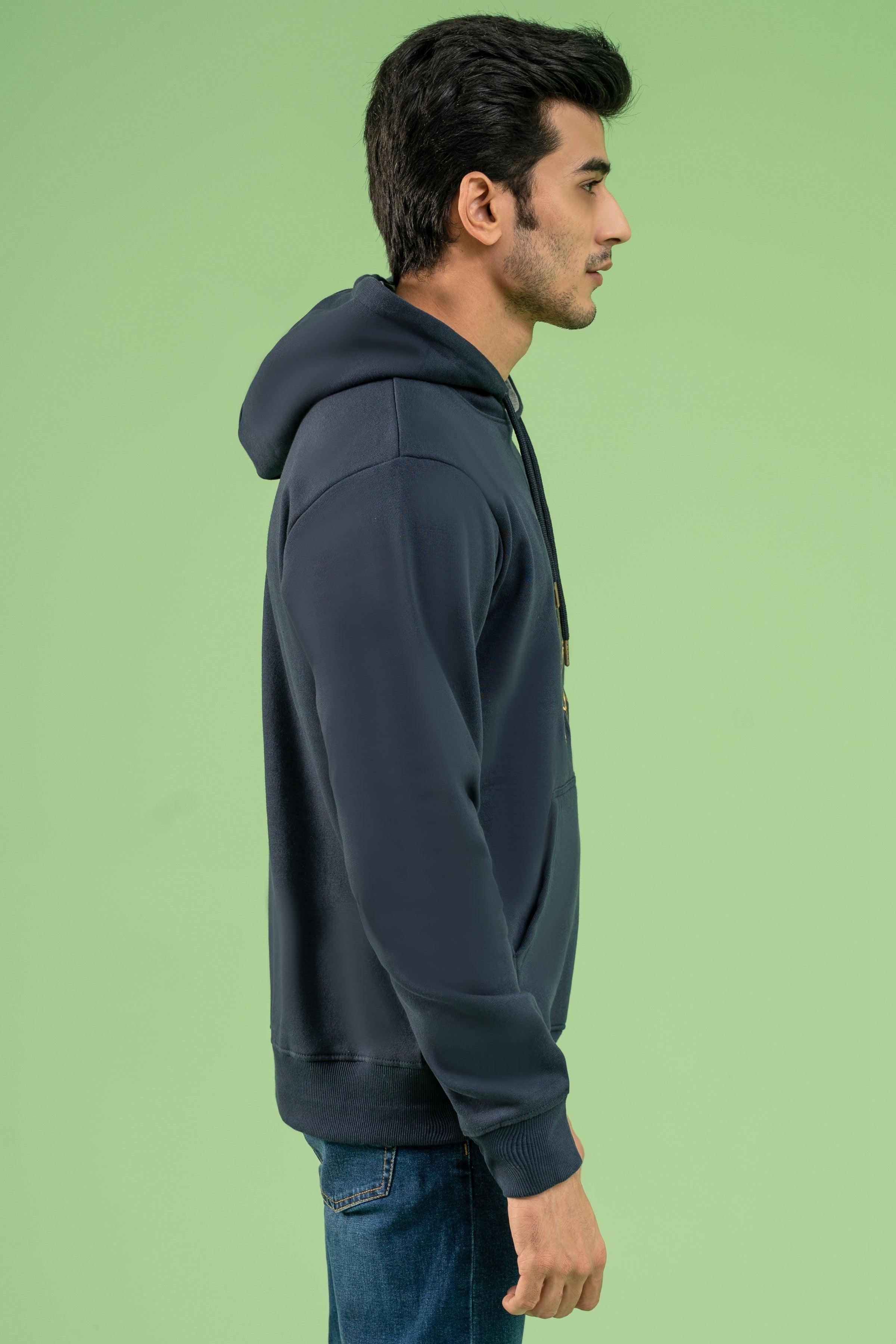 KANGROO POCKET HOODIE NAVY at Charcoal Clothing