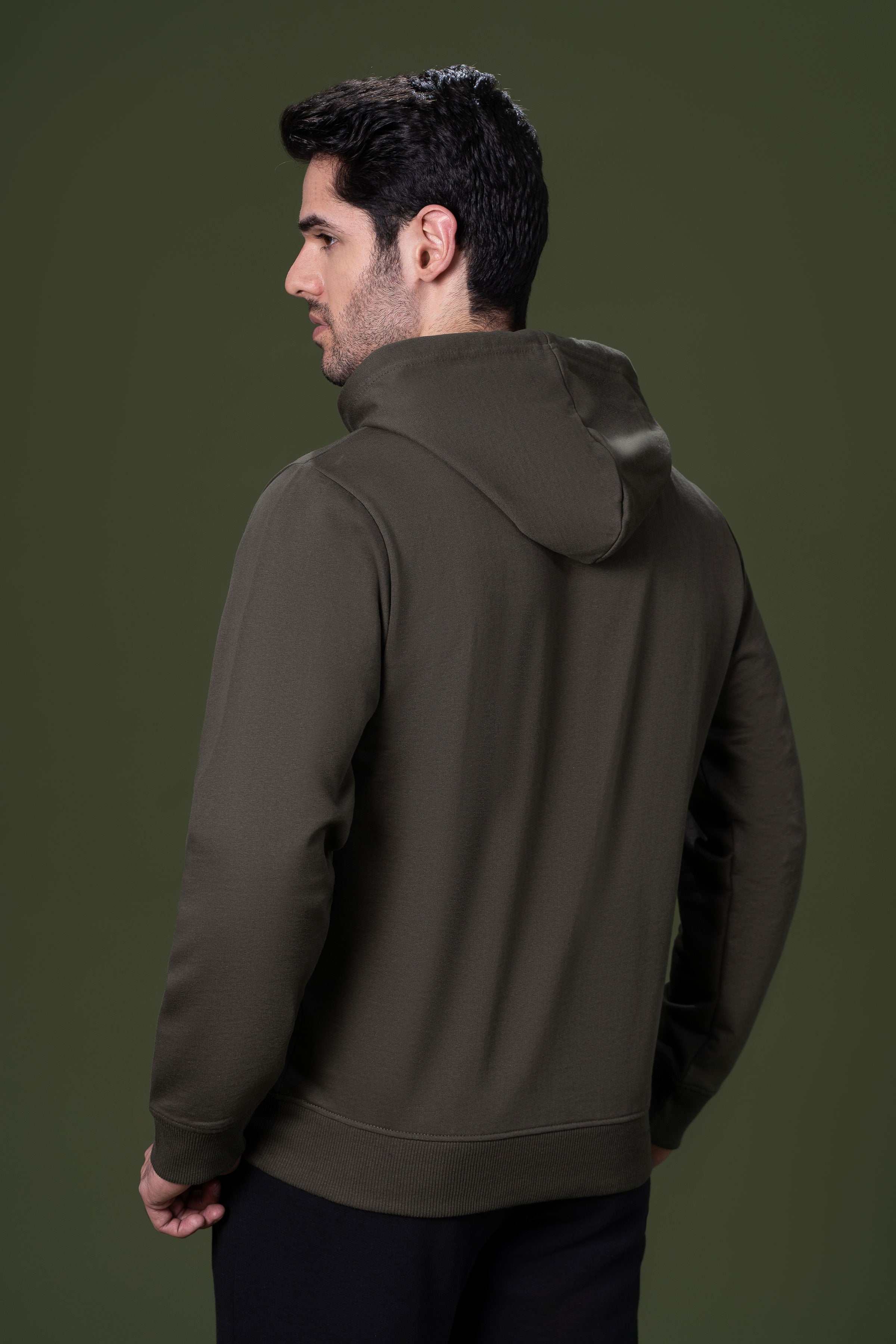 KANGROO POCKET HOODIE OLIVE at Charcoal Clothing