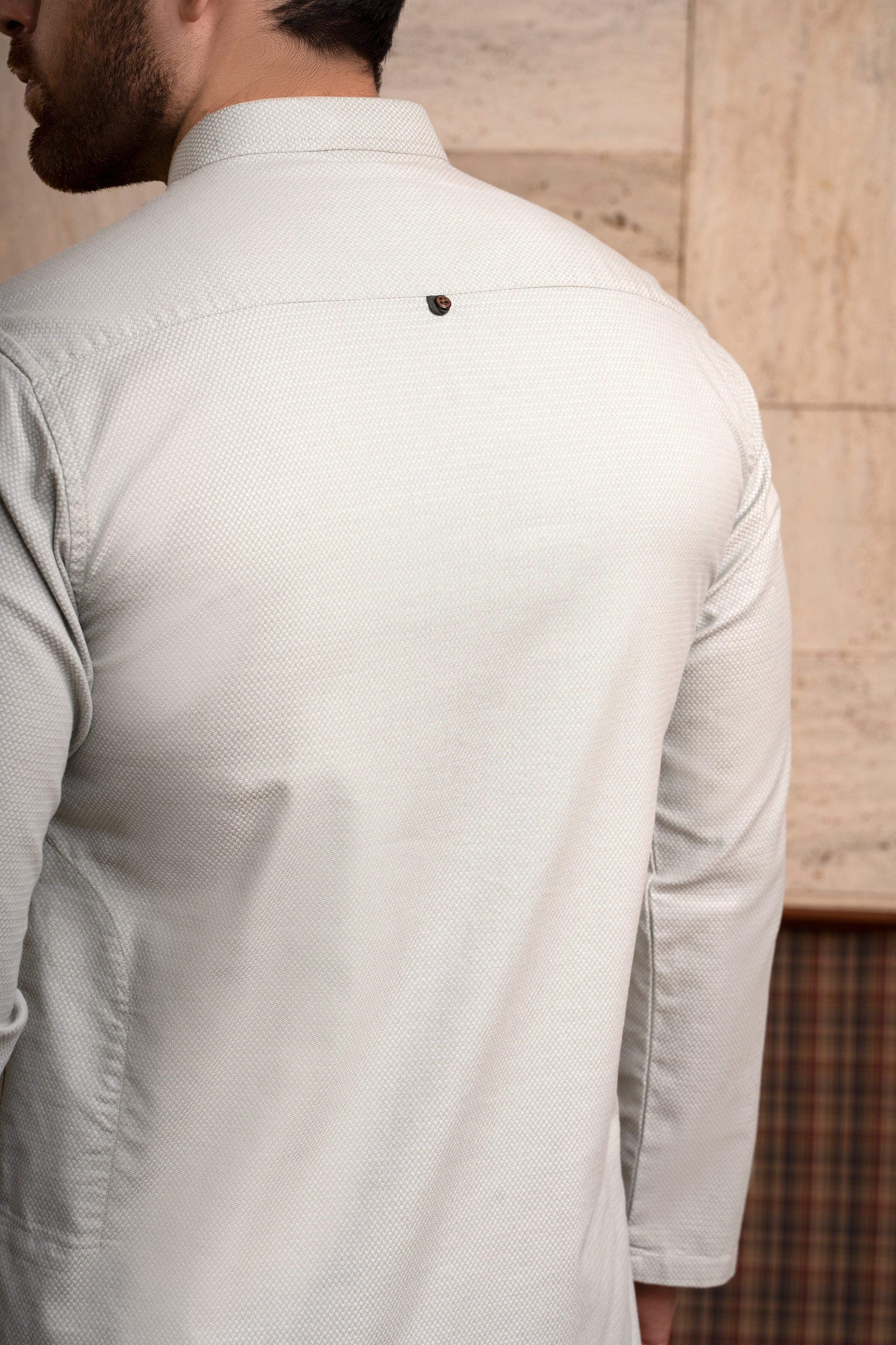 KURTA BAN COLLAR LIGHT GREEN at Charcoal Clothing