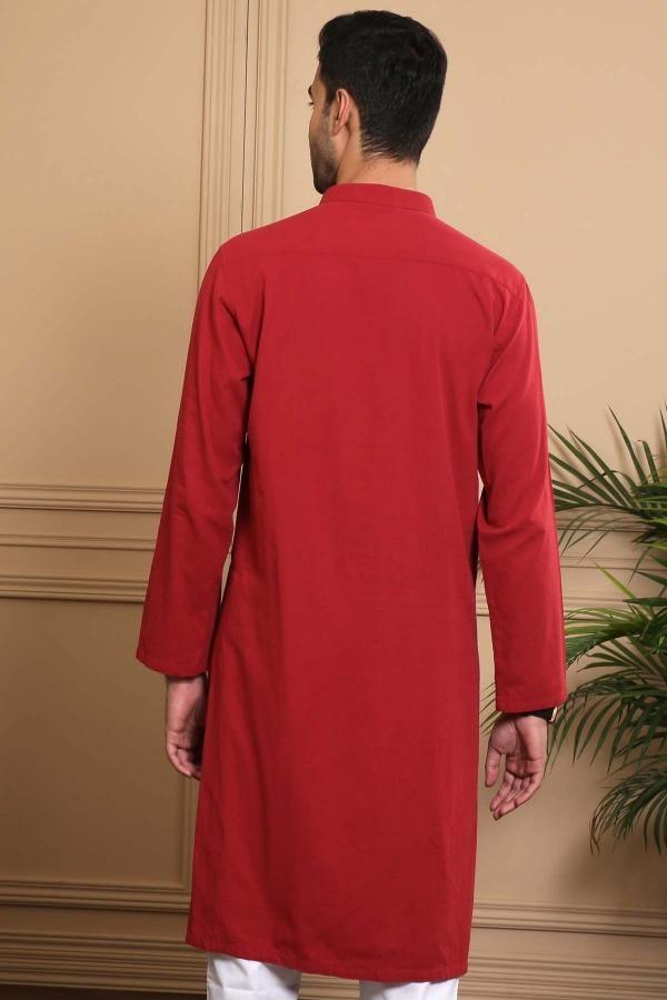 KURTA BAN COLLAR MAROON at Charcoal Clothing
