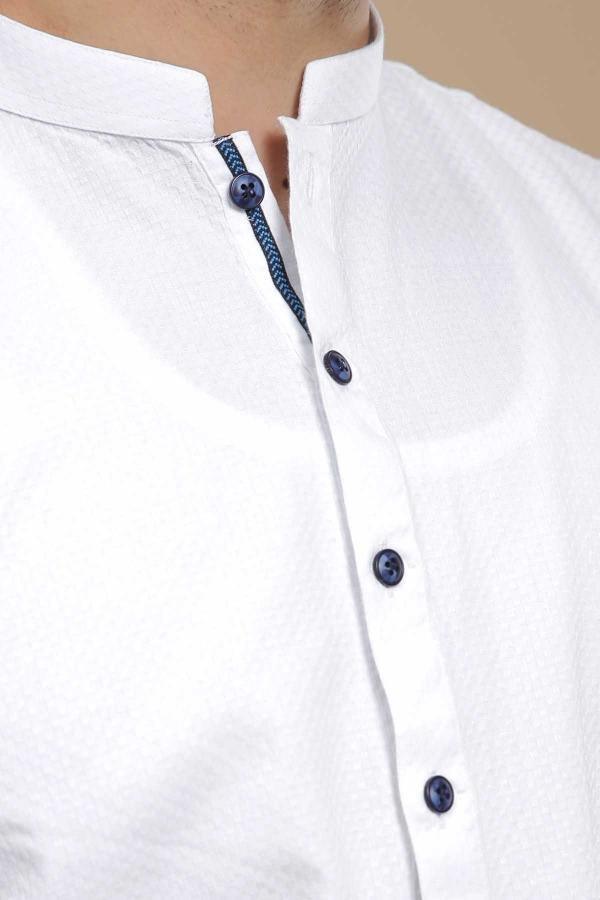 KURTA BAN COLLAR WHITE at Charcoal Clothing