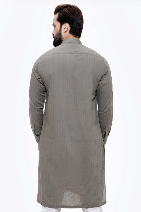 KURTA CUFF/COLLAR LIGHT GREEN at Charcoal Clothing