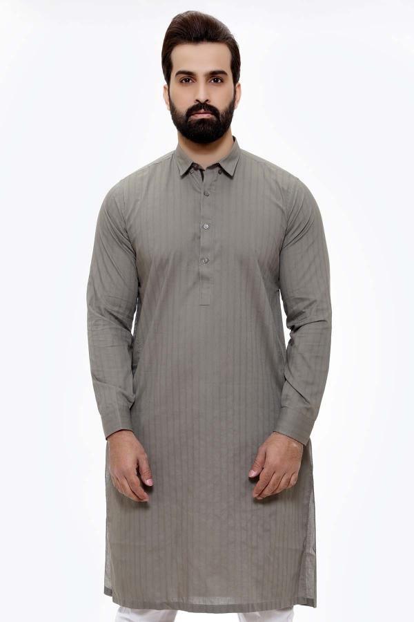 KURTA CUFF/COLLAR LIGHT GREEN at Charcoal Clothing