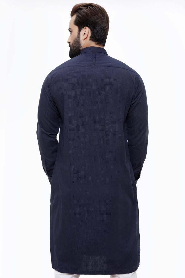 KURTA CUFF/COLLAR NAVY at Charcoal Clothing