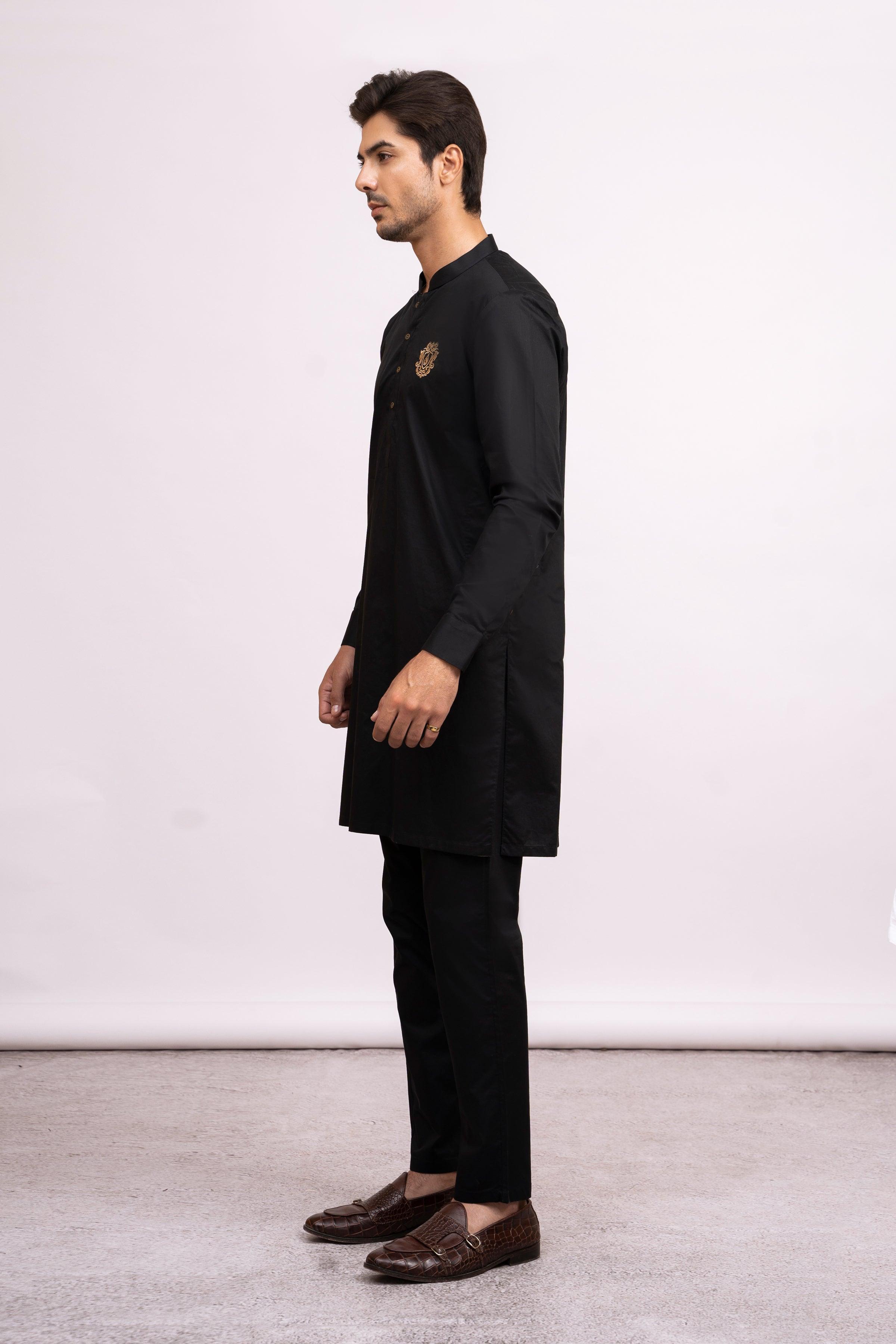 KURTA PAJAMA BLACK at Charcoal Clothing