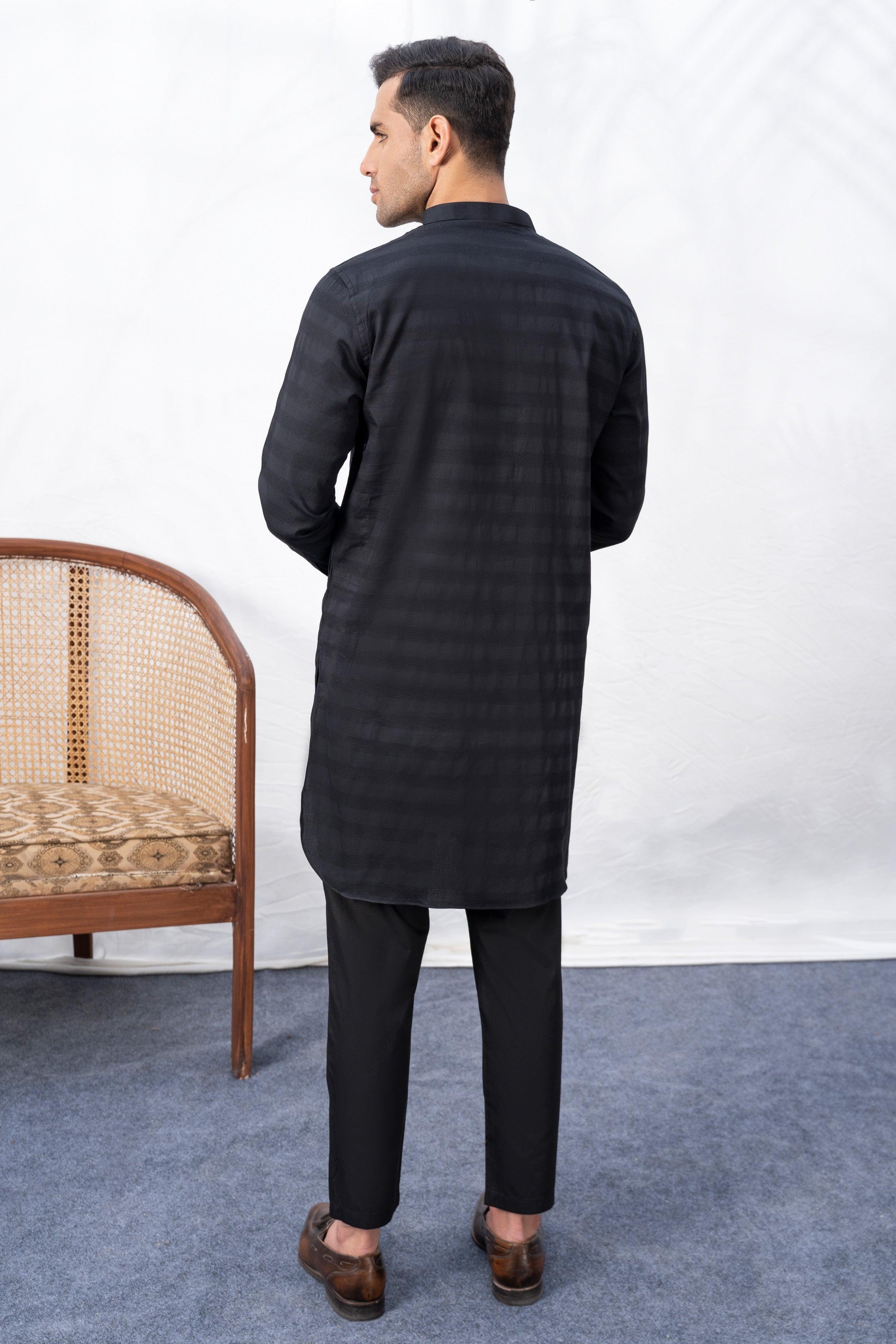 KURTA PAJAMA BLACK at Charcoal Clothing