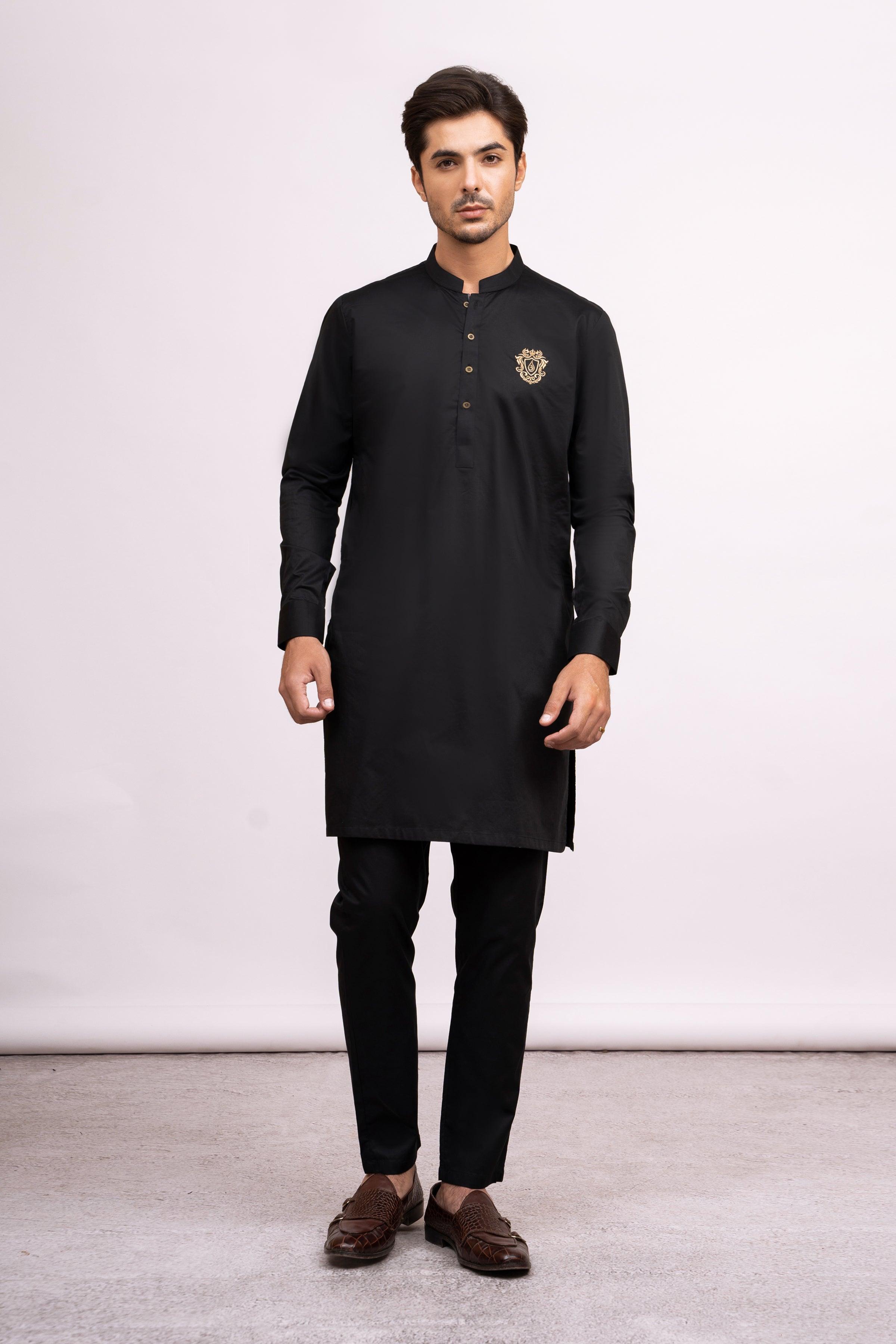 KURTA PAJAMA BLACK at Charcoal Clothing