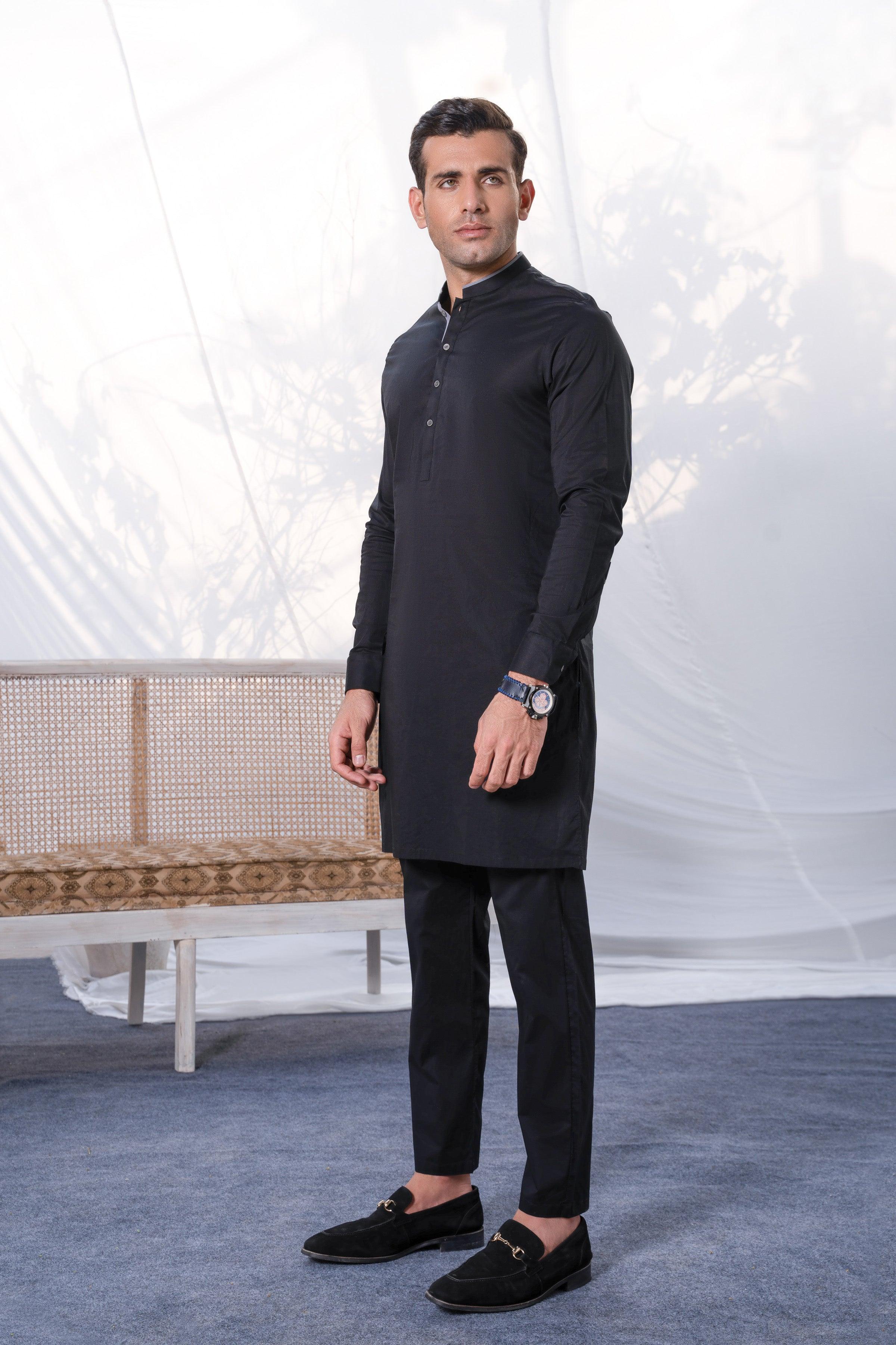 KURTA PAJAMA BLACK at Charcoal Clothing