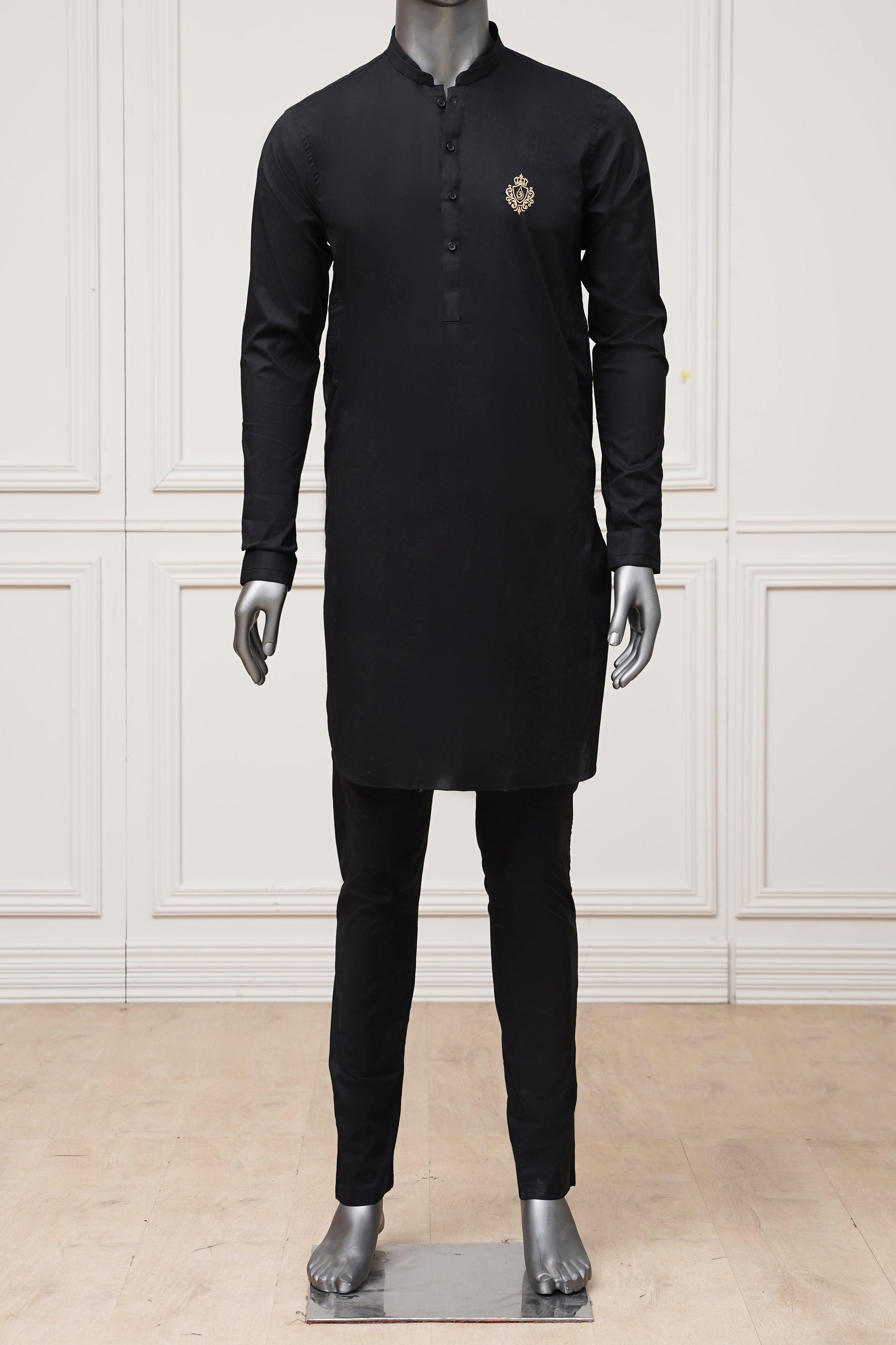 KURTA PAJAMA BLACK at Charcoal Clothing