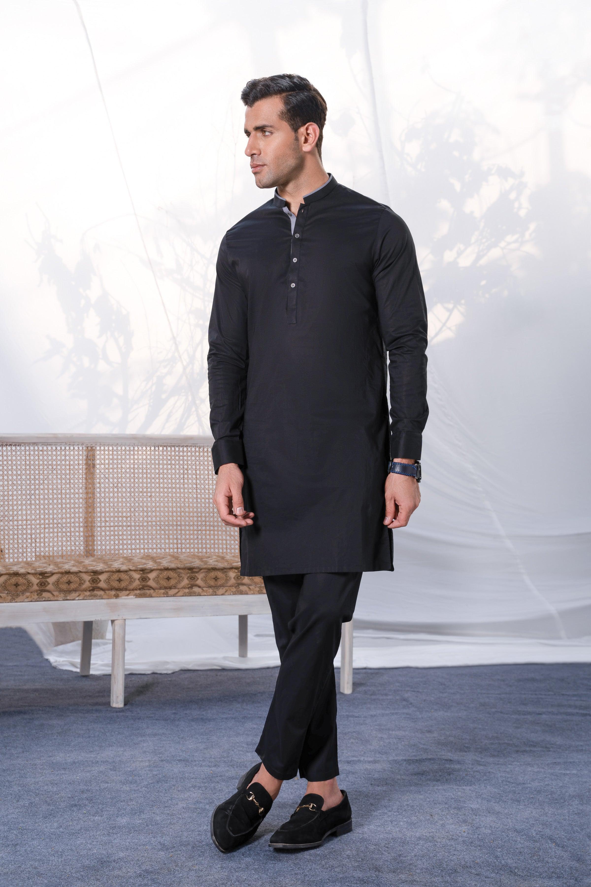 KURTA PAJAMA BLACK at Charcoal Clothing