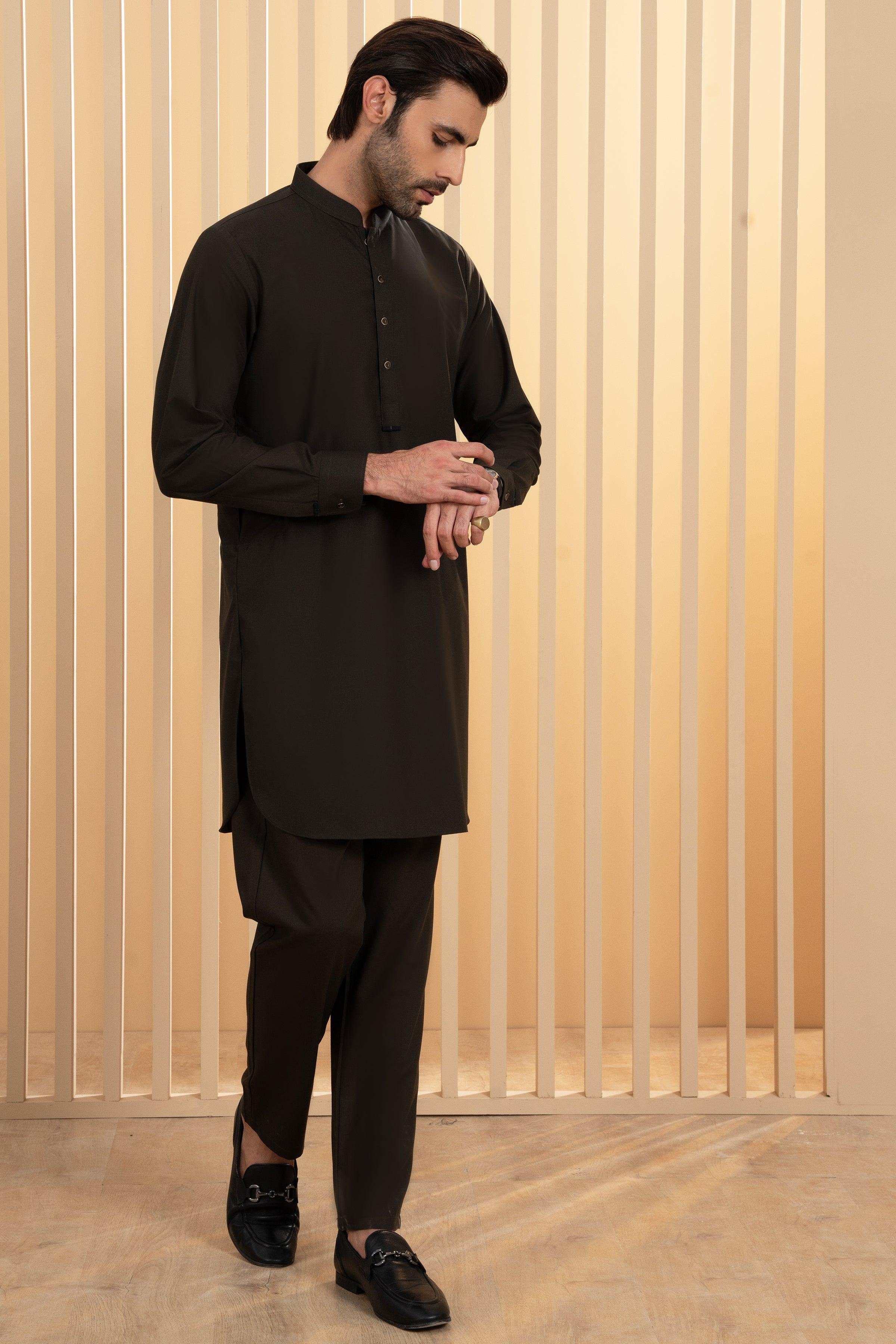 KURTA PAJAMA BLACK at Charcoal Clothing