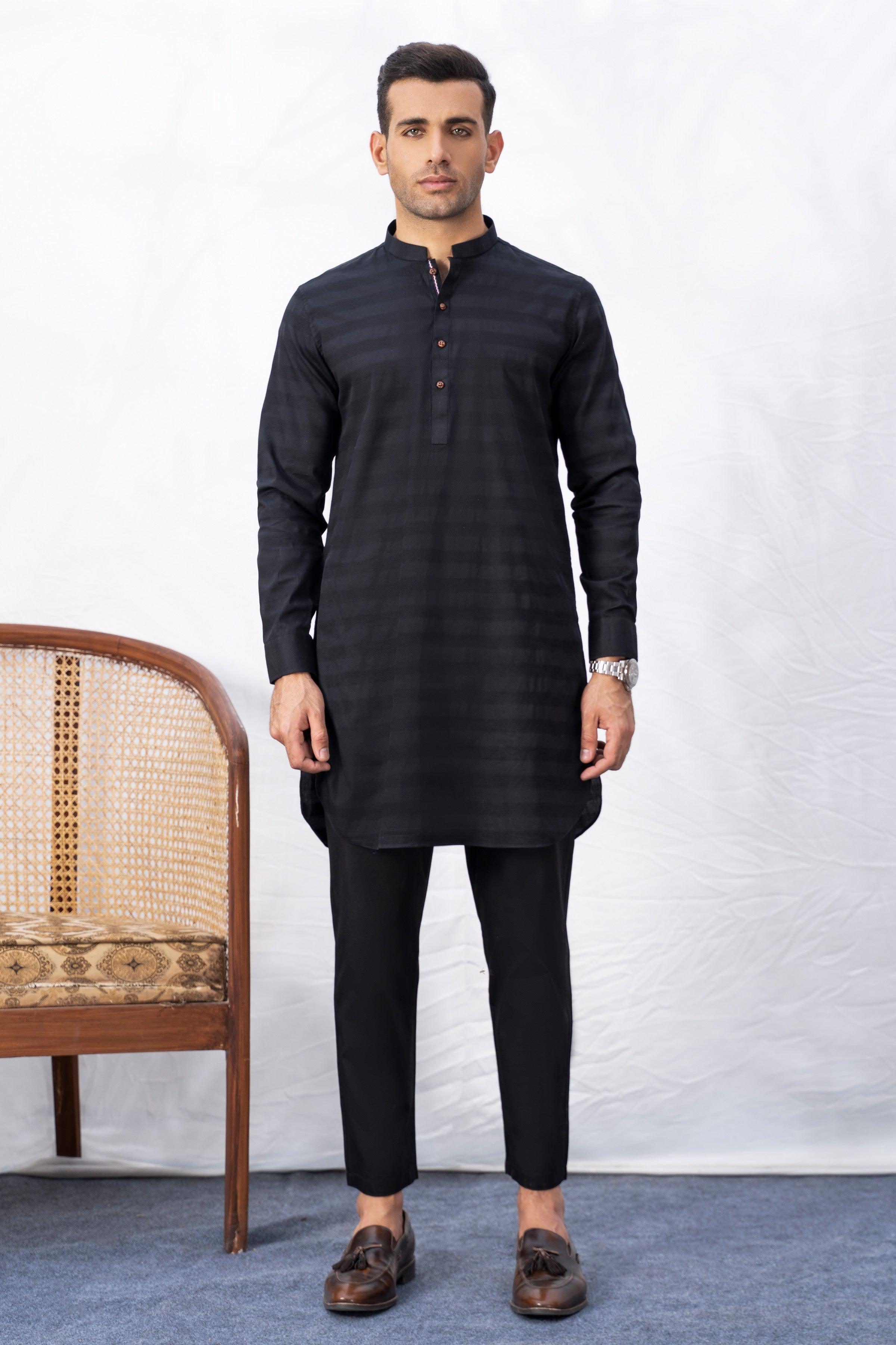 KURTA PAJAMA BLACK at Charcoal Clothing