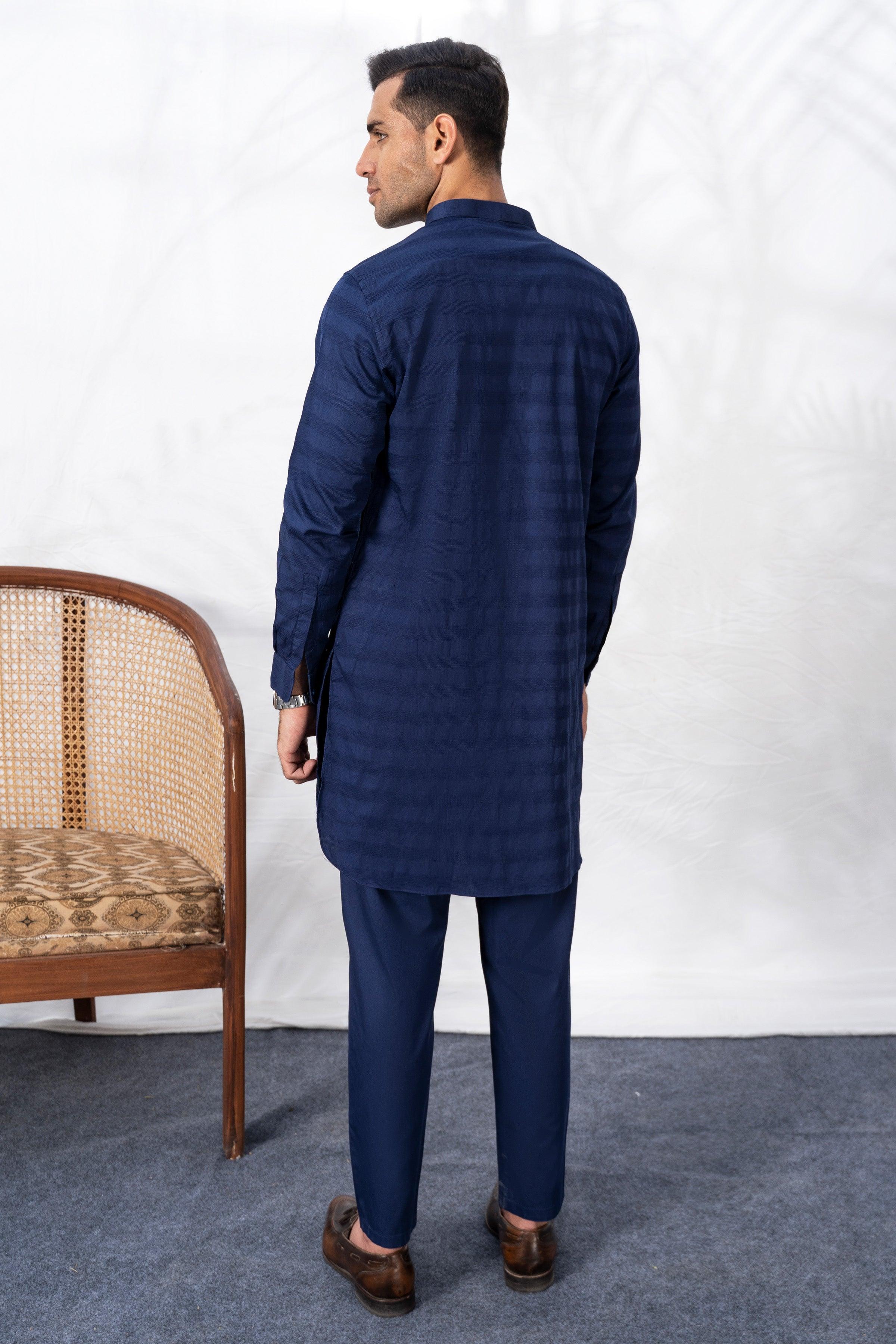 KURTA PAJAMA BLUE at Charcoal Clothing