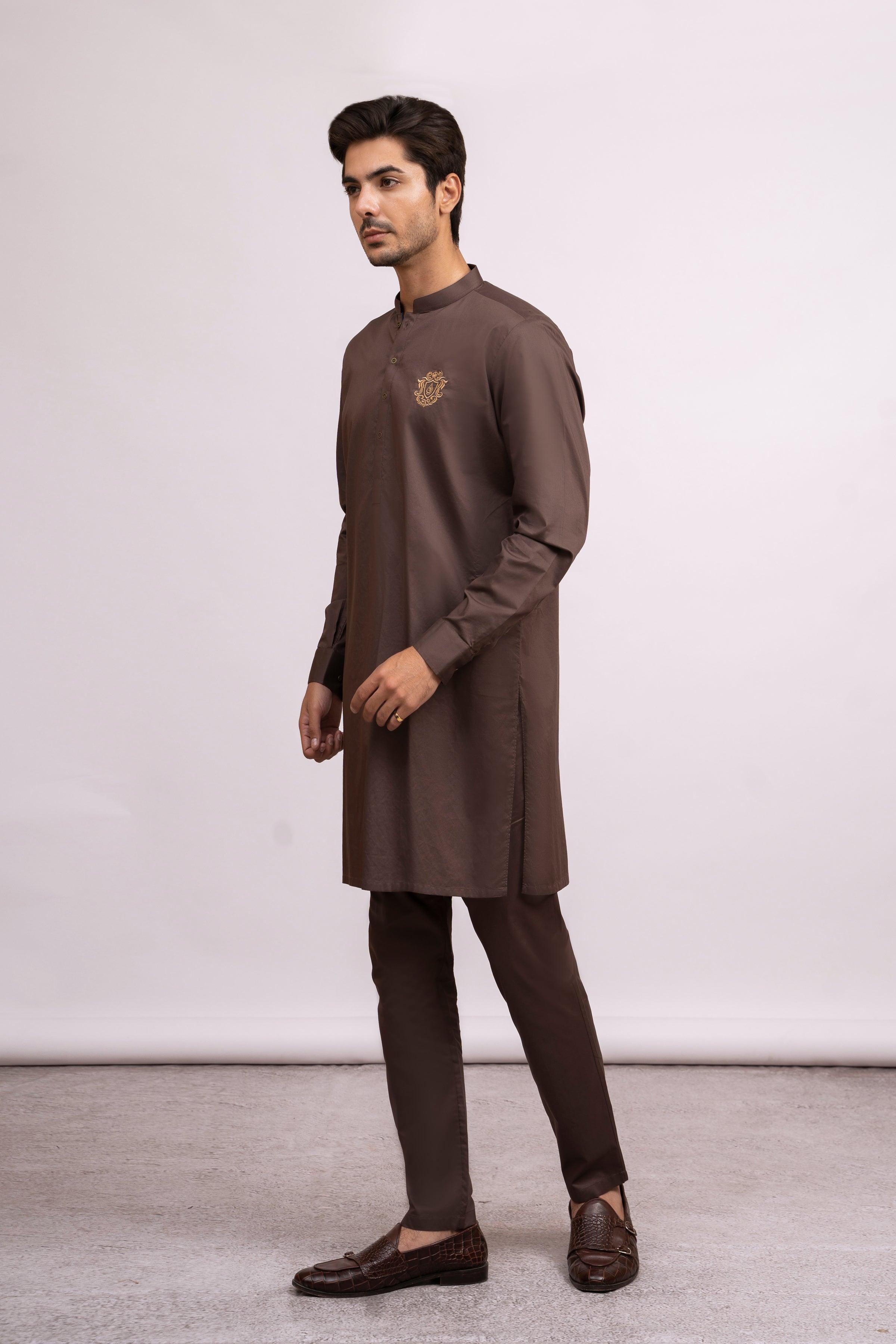 KURTA PAJAMA BROWN at Charcoal Clothing