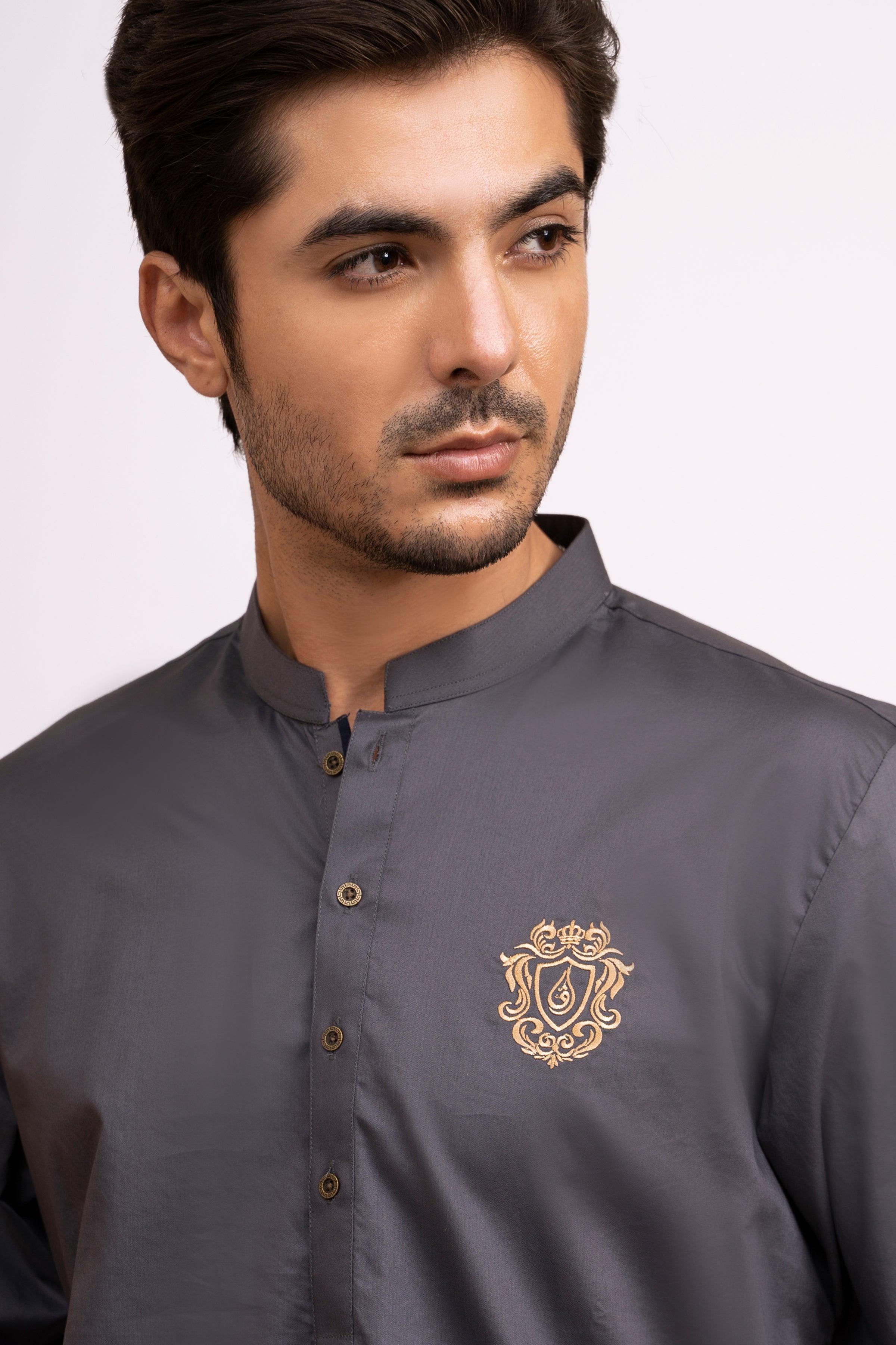 KURTA PAJAMA DARK GREY at Charcoal Clothing