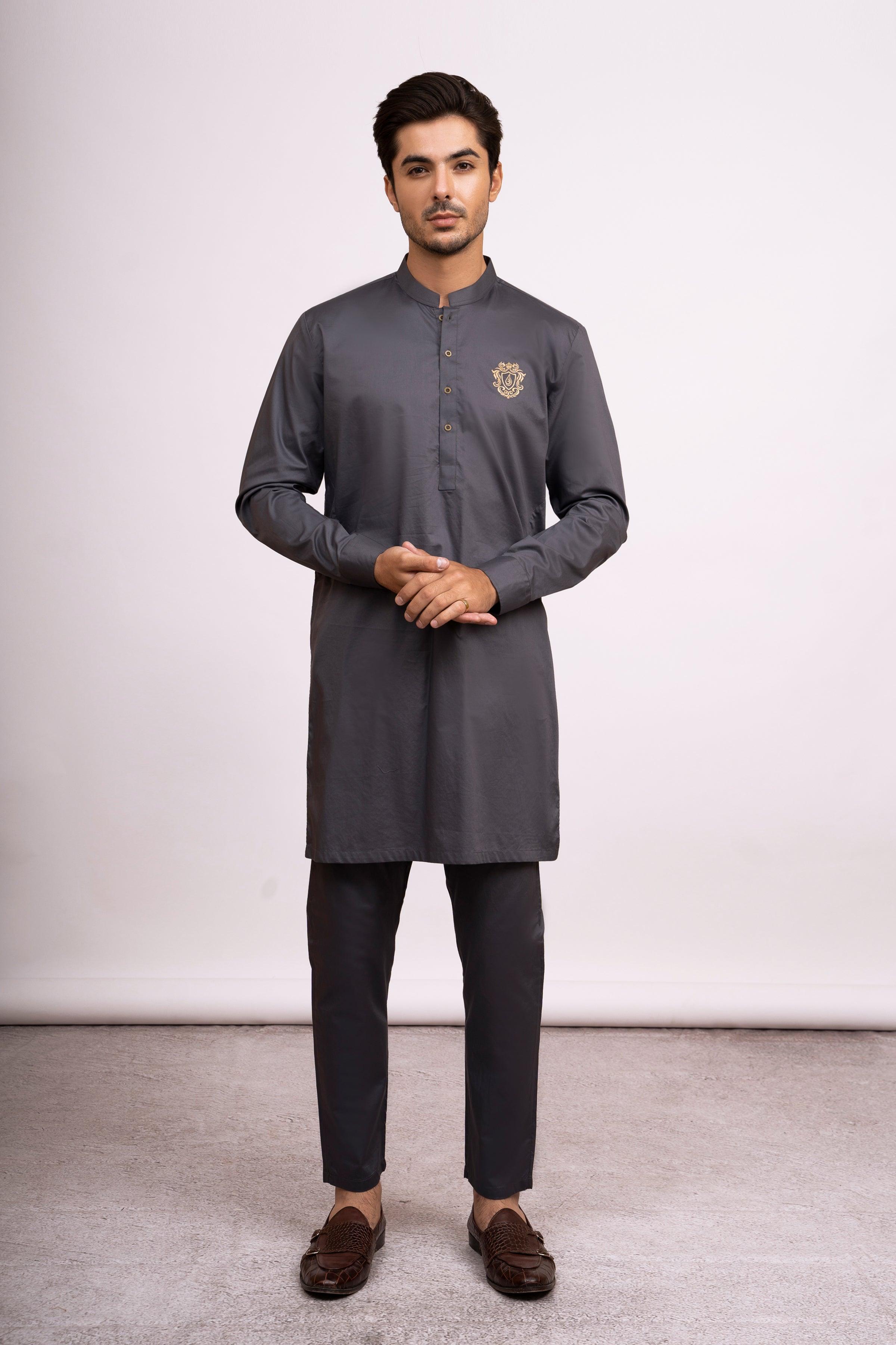 KURTA PAJAMA DARK GREY at Charcoal Clothing