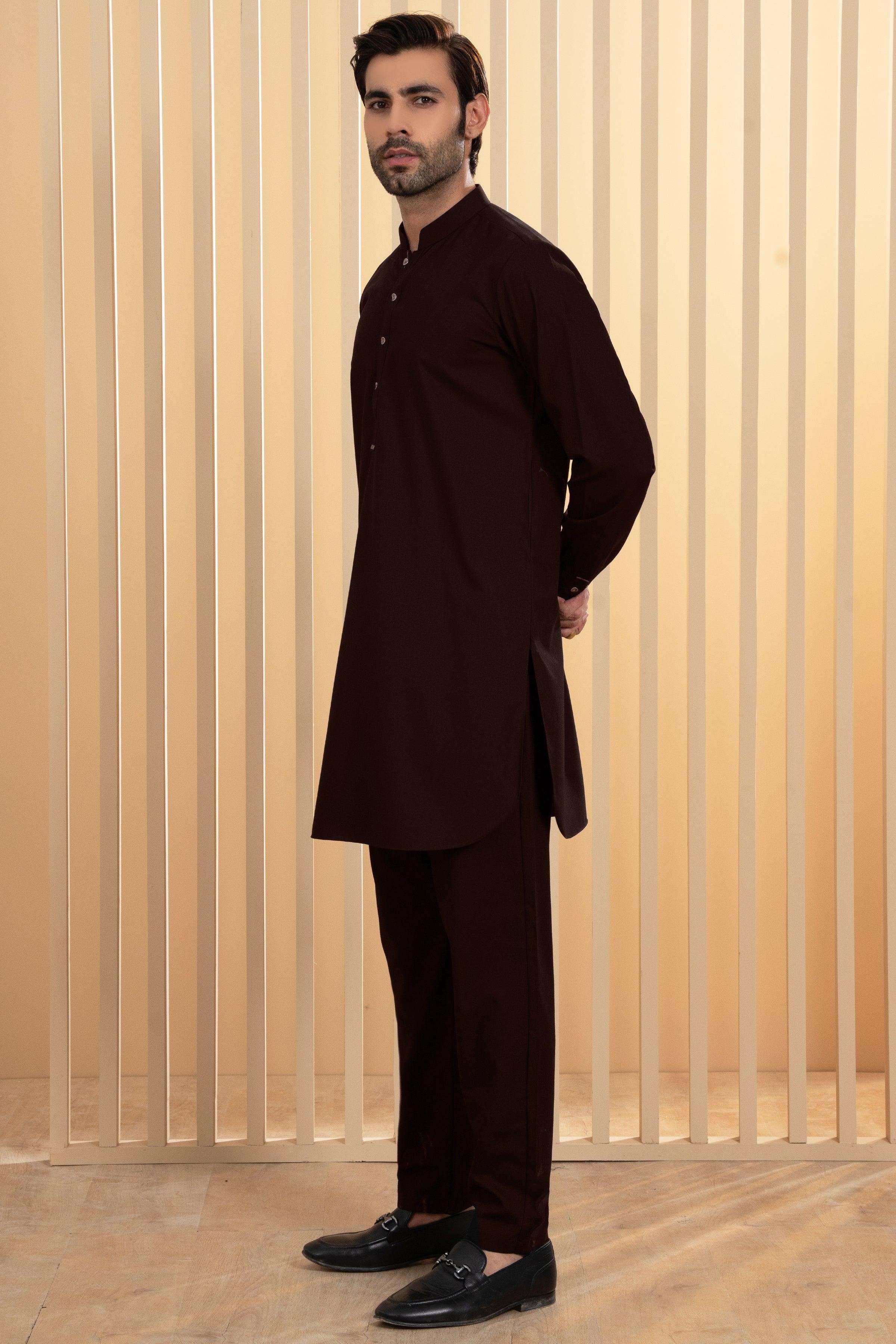 KURTA PAJAMA DARK MAROON at Charcoal Clothing