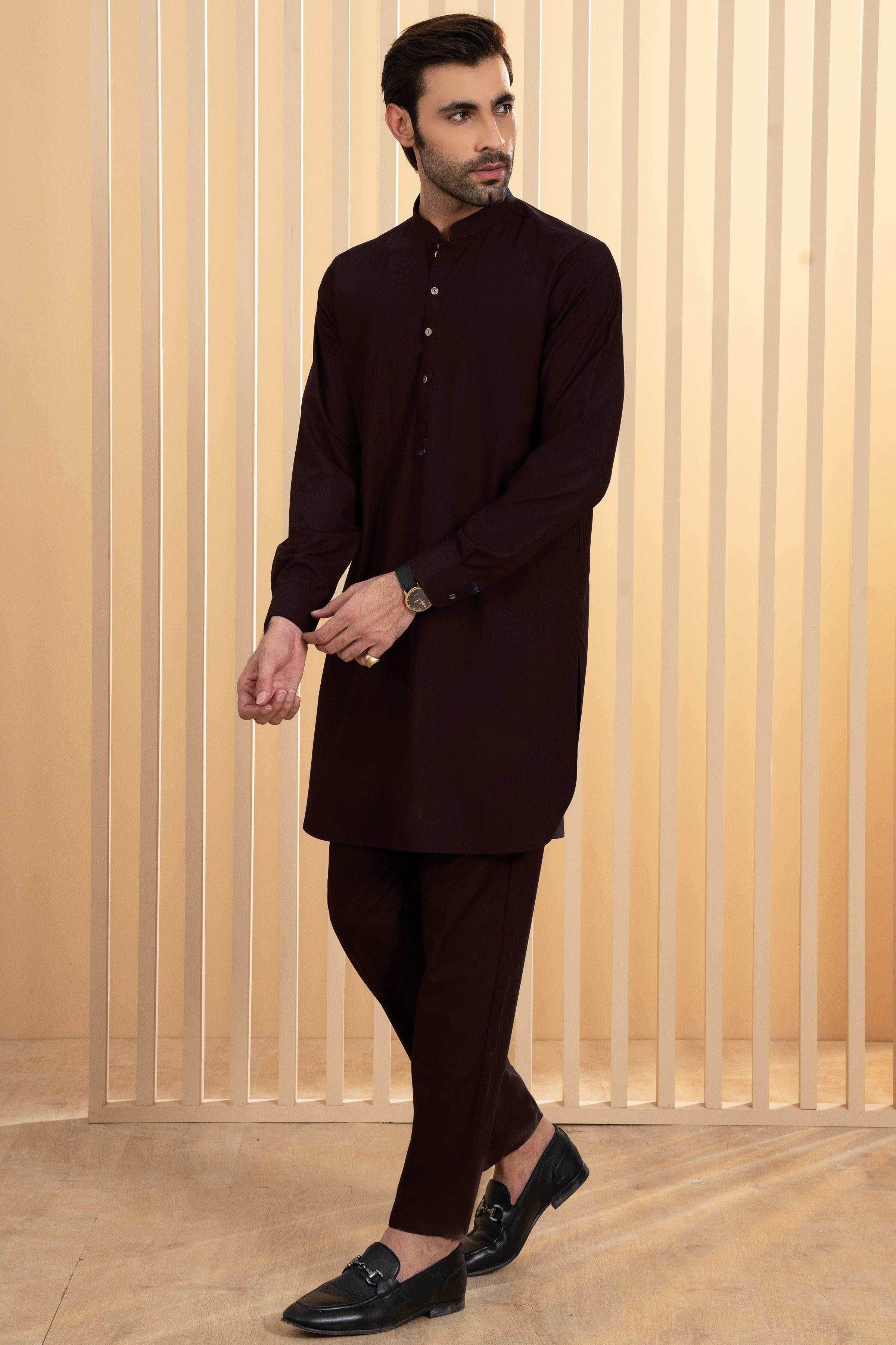 KURTA PAJAMA DARK MAROON at Charcoal Clothing