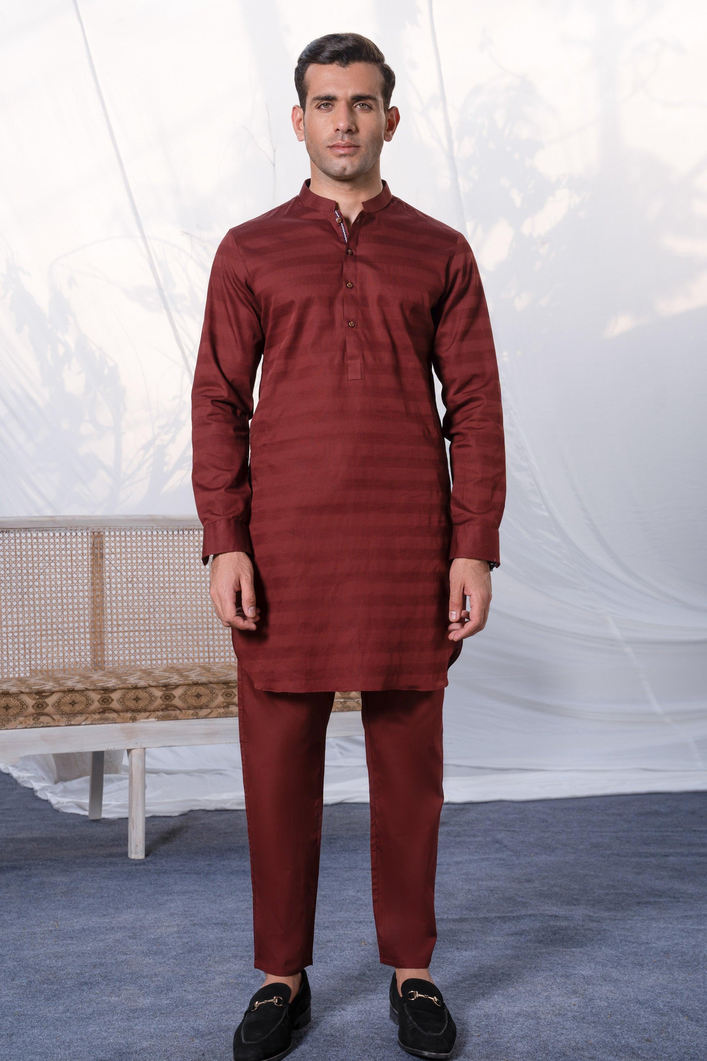 KURTA PAJAMA MAROON at Charcoal Clothing