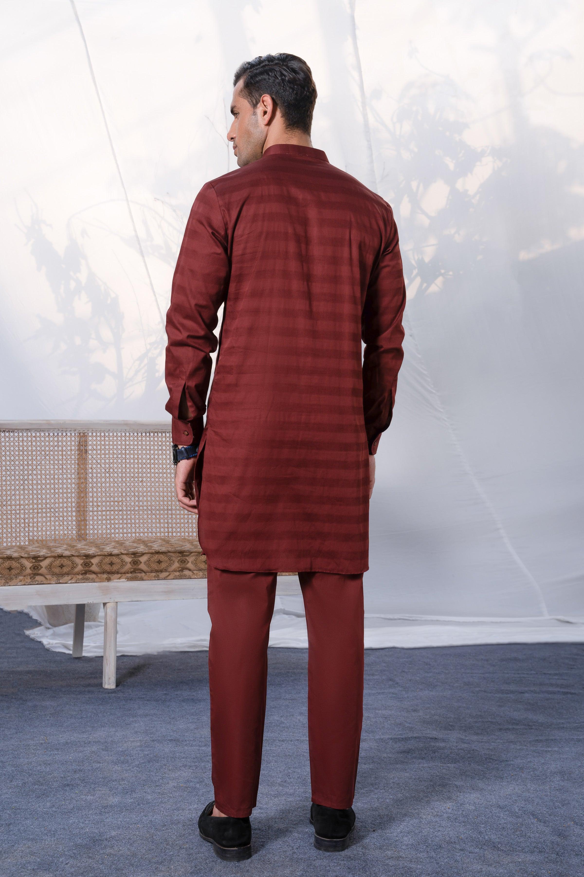 KURTA PAJAMA MAROON at Charcoal Clothing