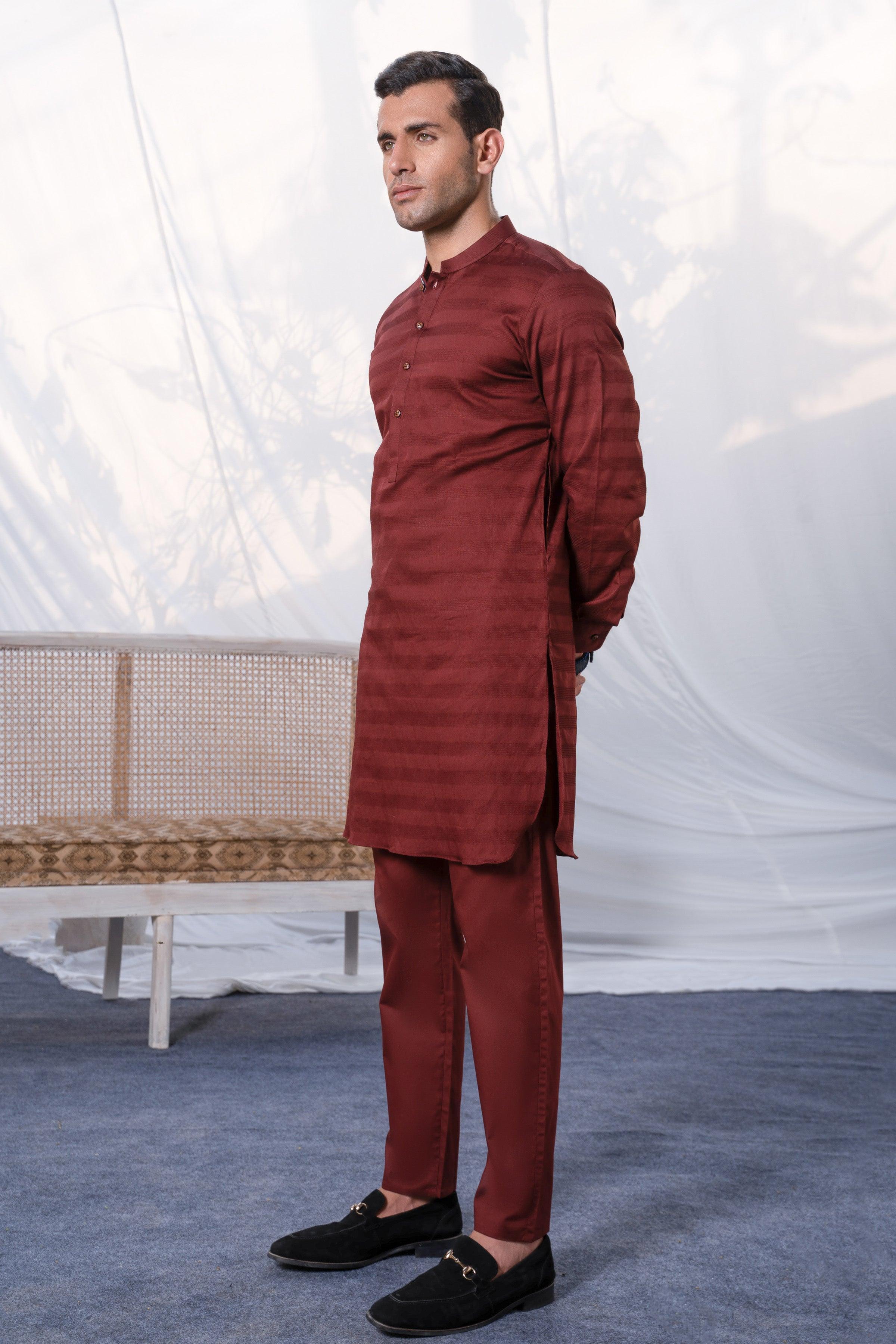 KURTA PAJAMA MAROON at Charcoal Clothing