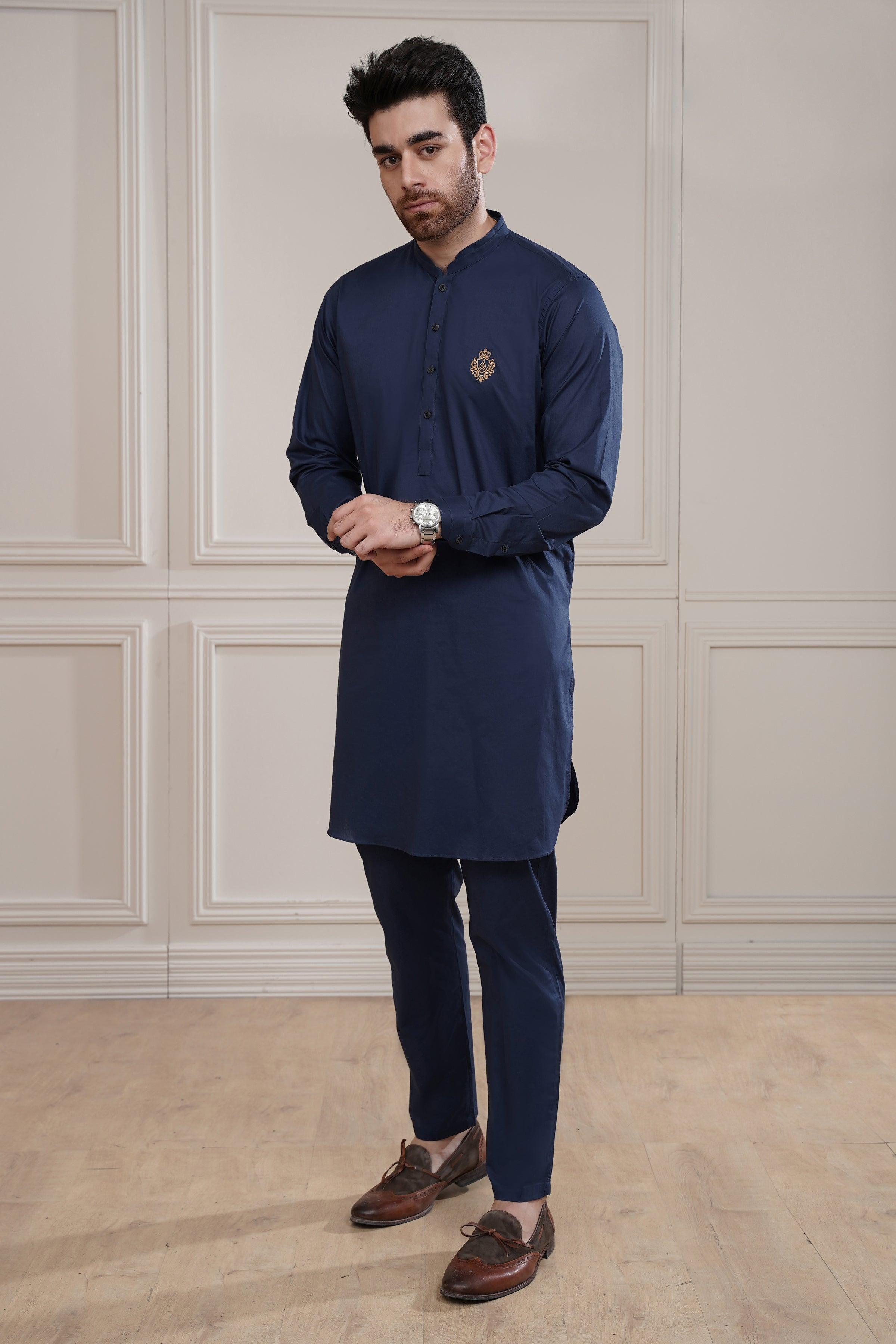 KURTA PAJAMA NAVY at Charcoal Clothing