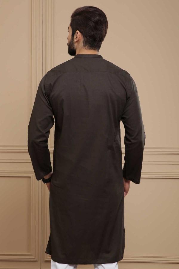 KURTA SMALL BAN COLLAR GREEN at Charcoal Clothing