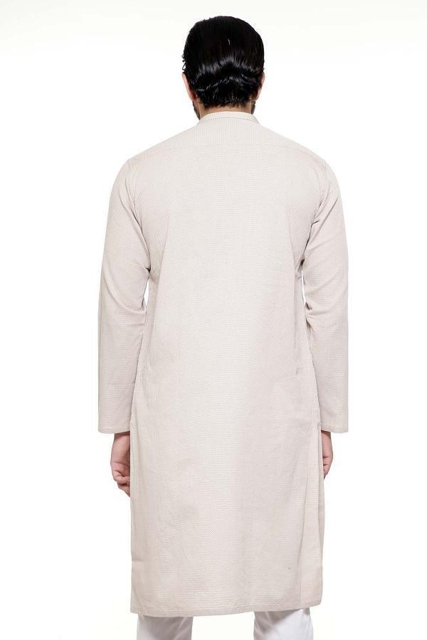 KURTA SMALL BAN COLLAR LIGHT KHAKI at Charcoal Clothing