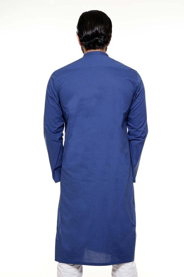 KURTA SMALL BAN COLLAR NAVY BLUE at Charcoal Clothing