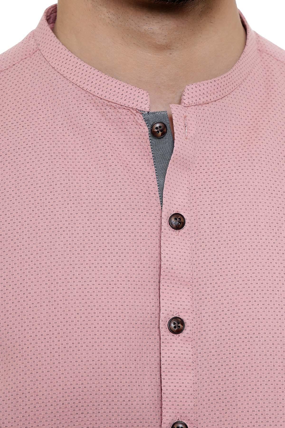 KURTA SMALL BAN COLLAR WITHOUT CUFF PINK at Charcoal Clothing