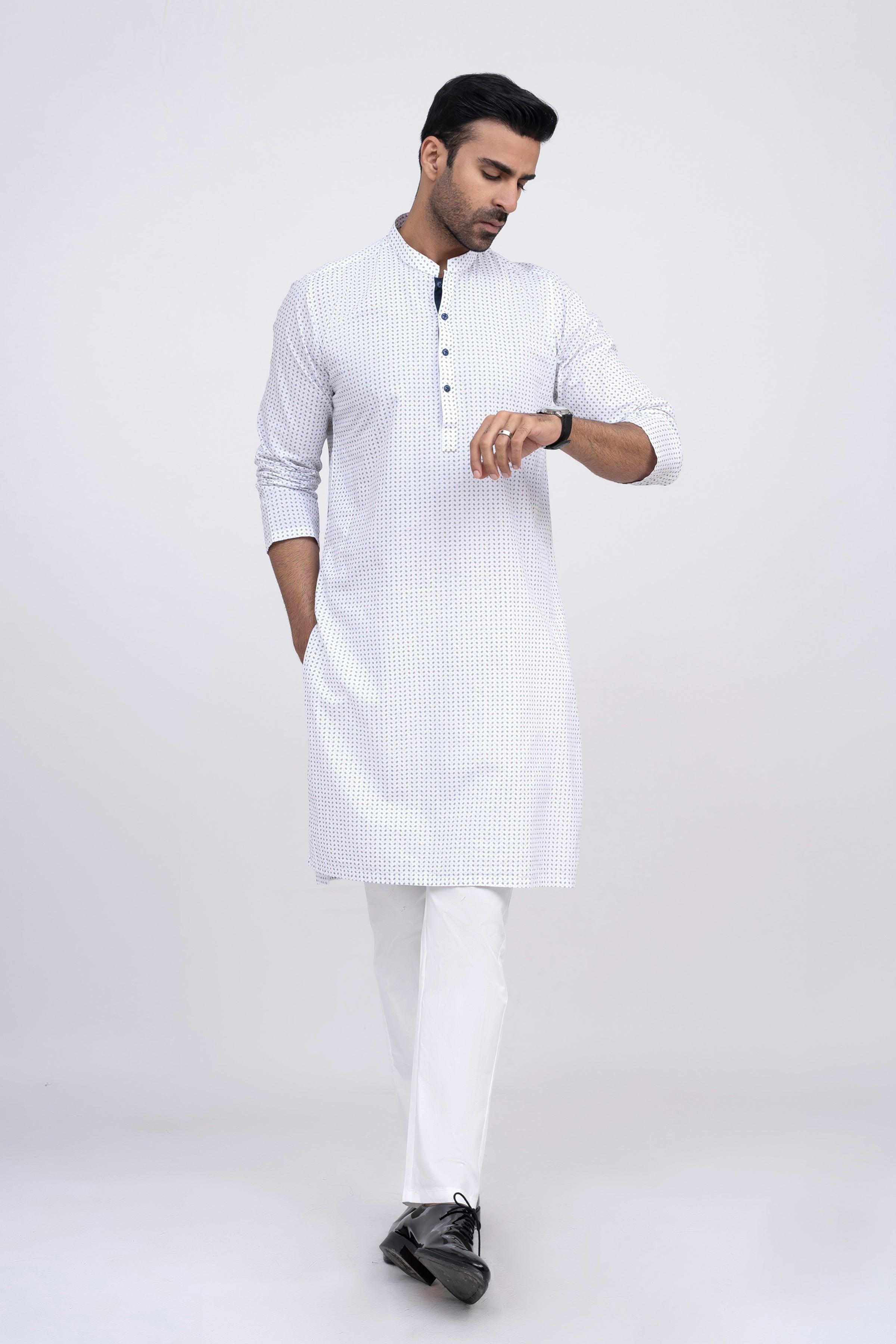 KURTA WHITE BLACK at Charcoal Clothing