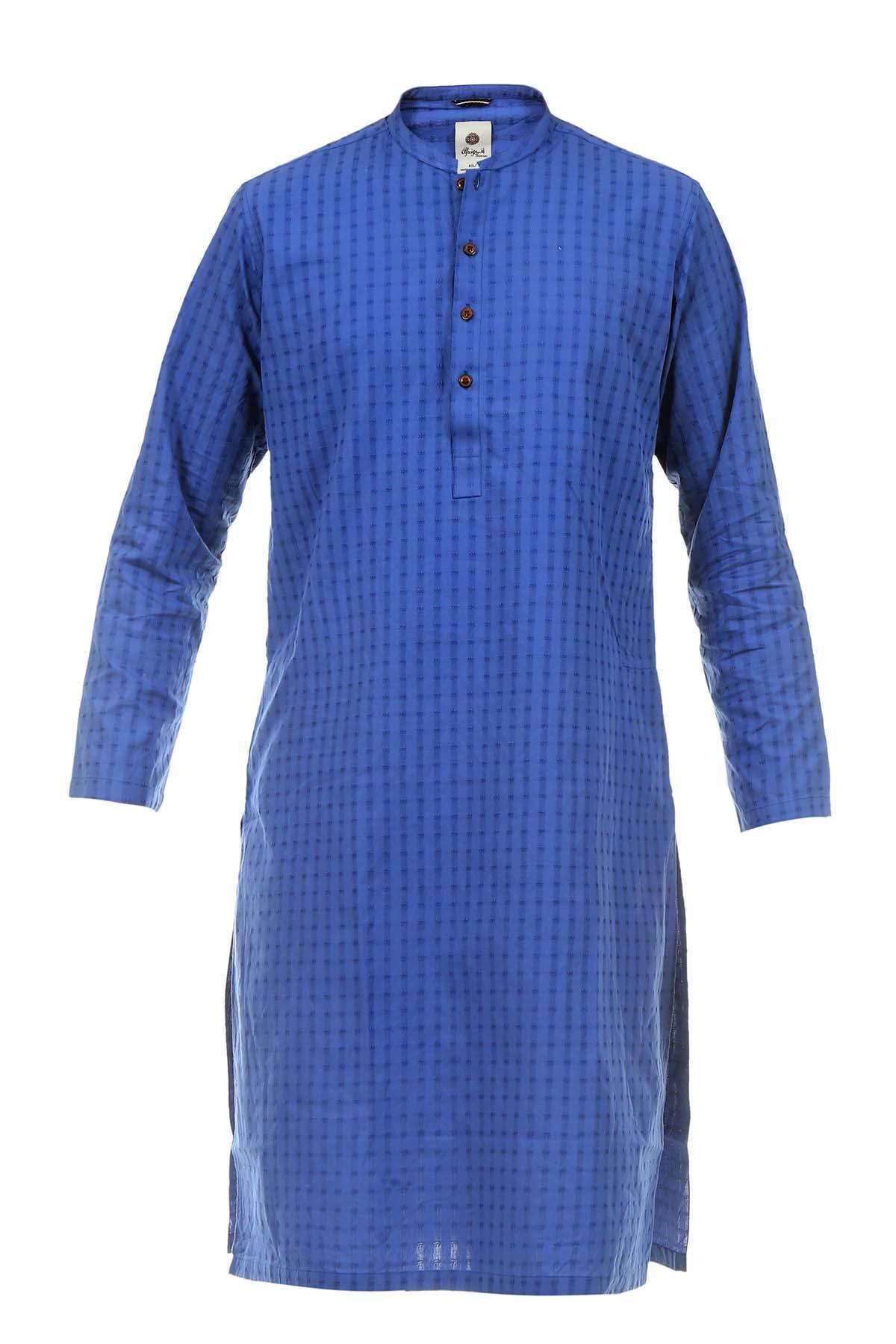 Kurta Ban Collar Blue at Charcoal Clothing