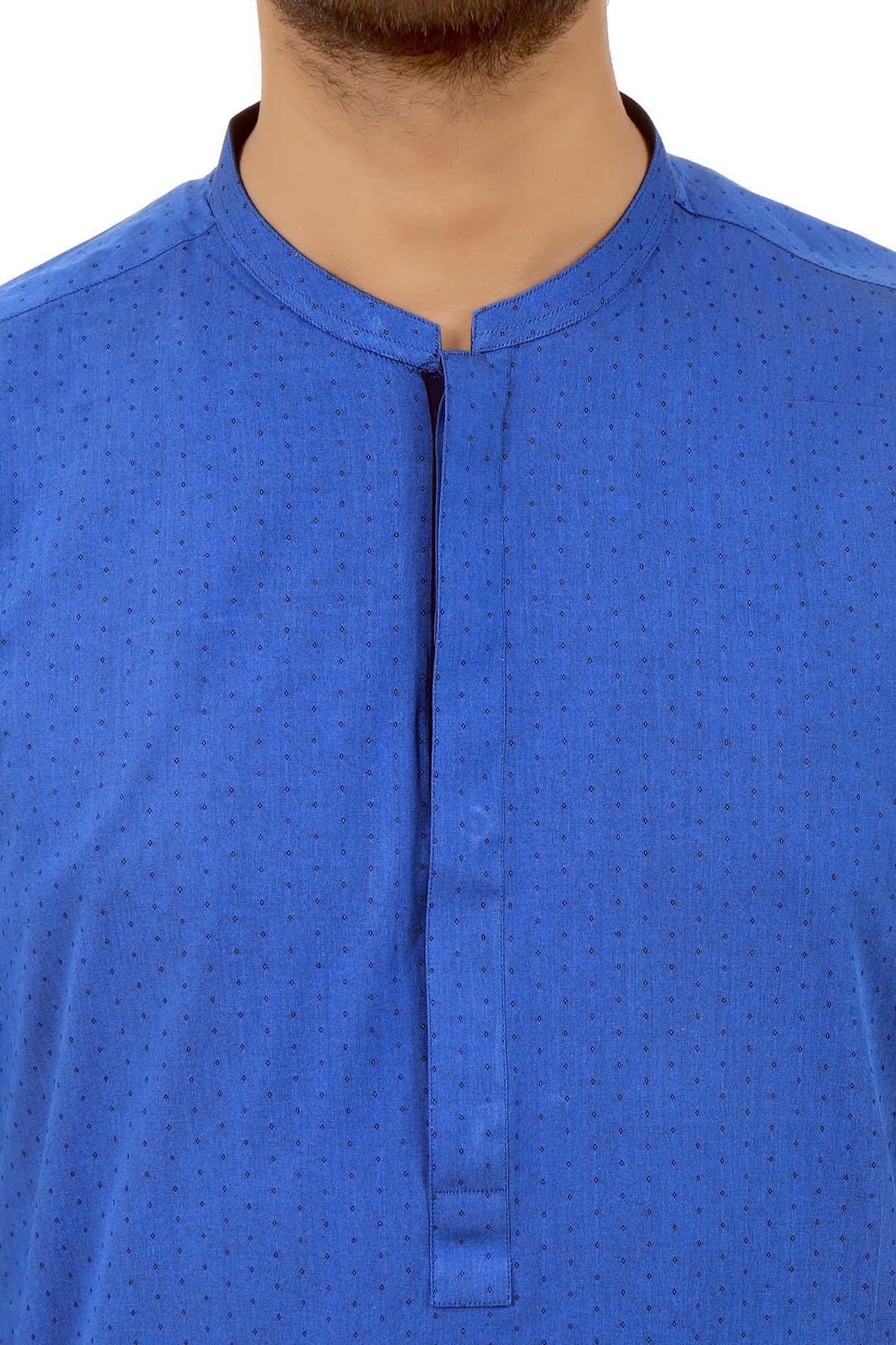 Kurta Ban Collar Blue at Charcoal Clothing