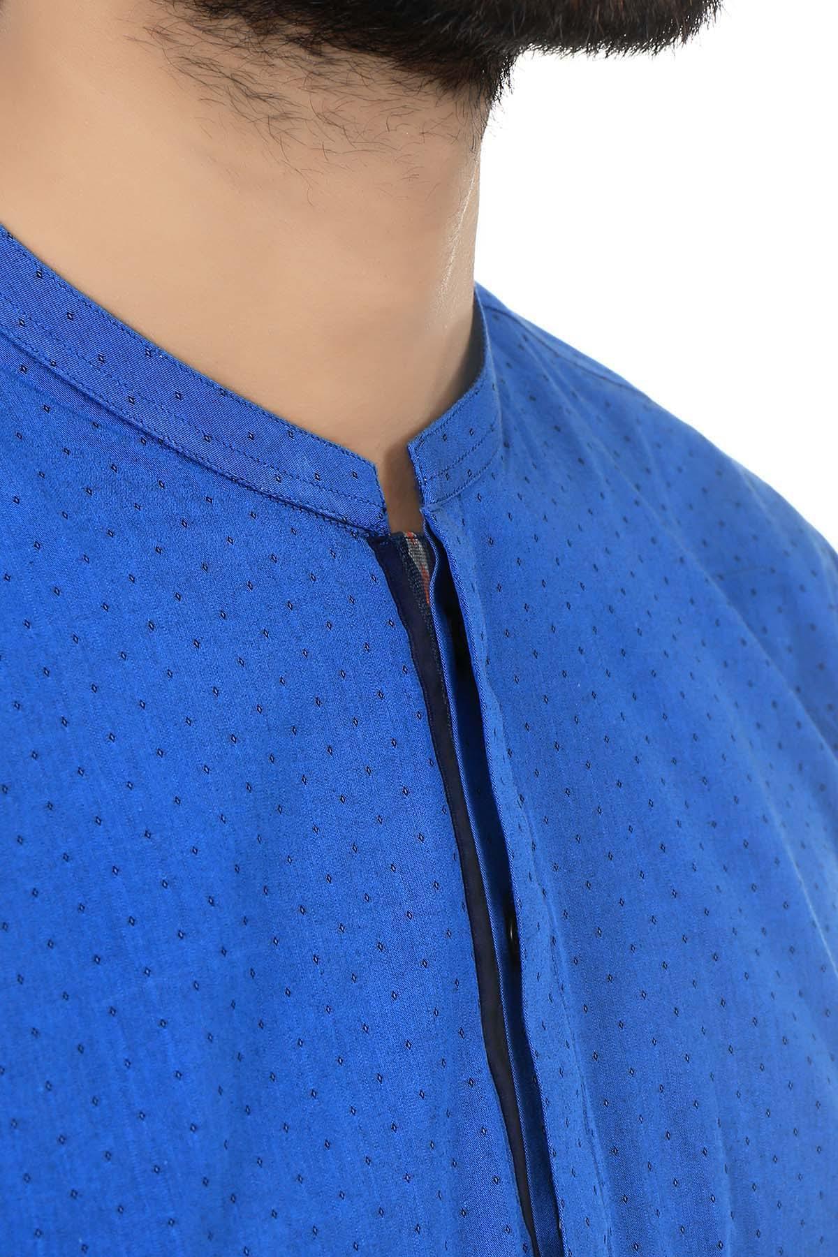 Kurta Ban Collar Blue at Charcoal Clothing