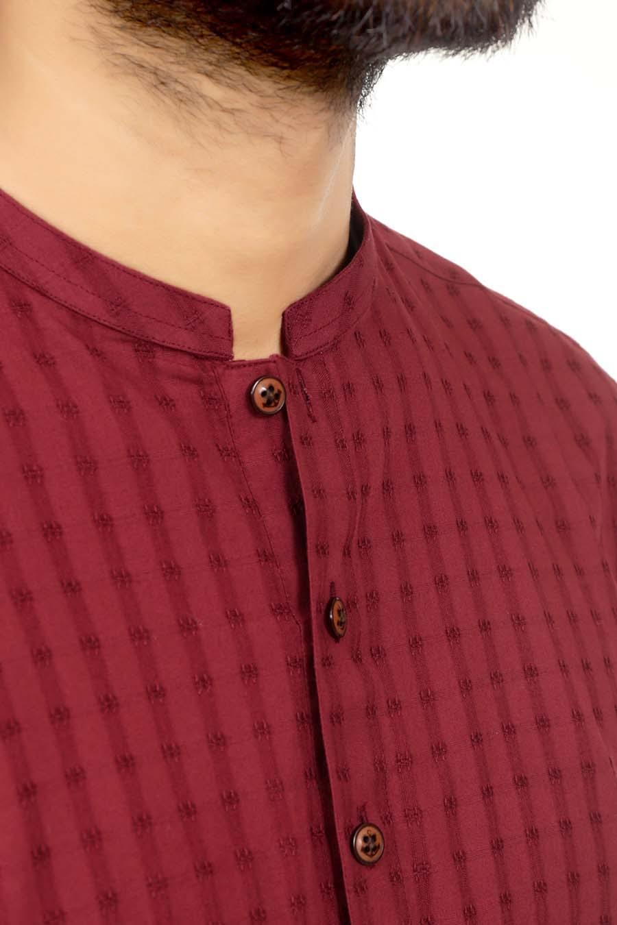 Kurta Ban Collar Maroon at Charcoal Clothing