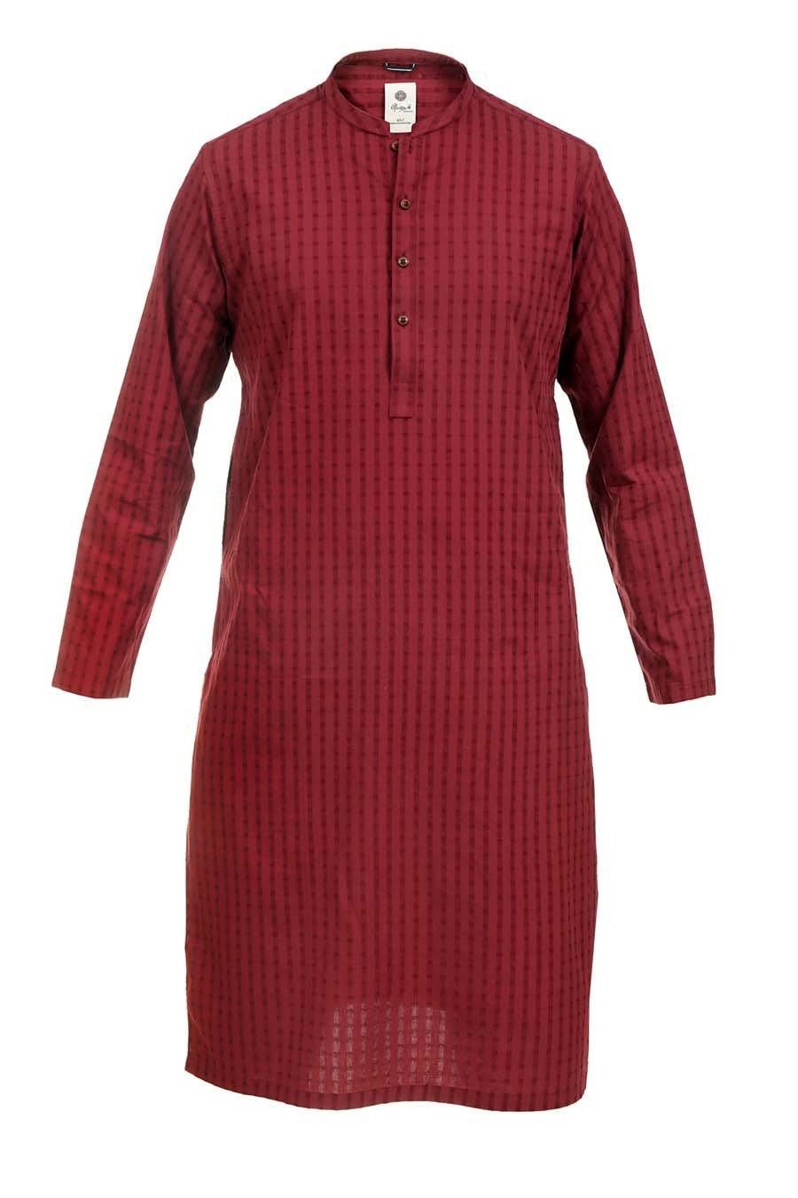 Kurta Ban Collar Maroon at Charcoal Clothing