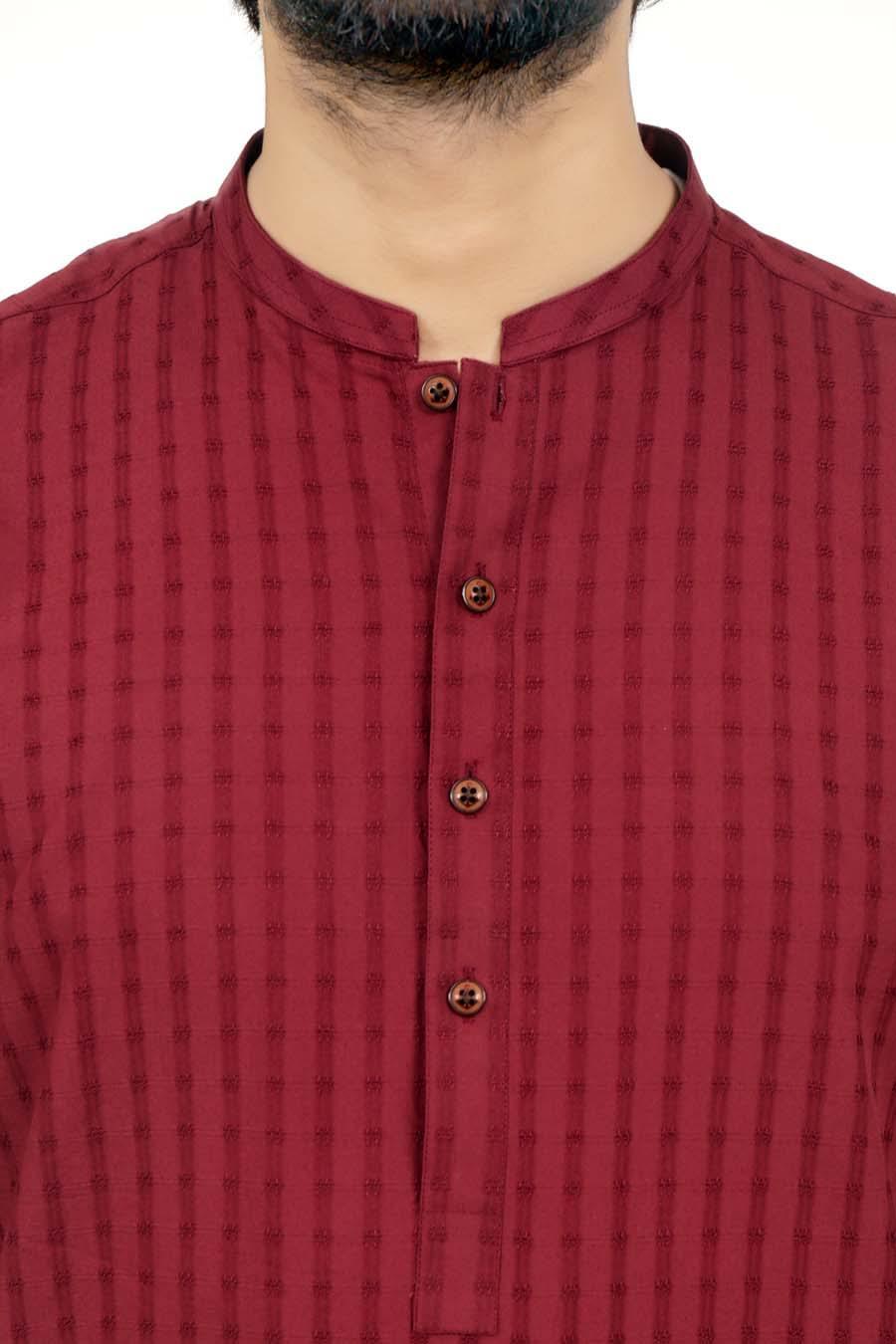 Kurta Ban Collar Maroon at Charcoal Clothing