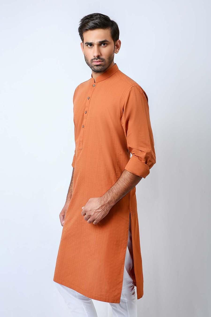 Kurta Ban Collar Rust at Charcoal Clothing