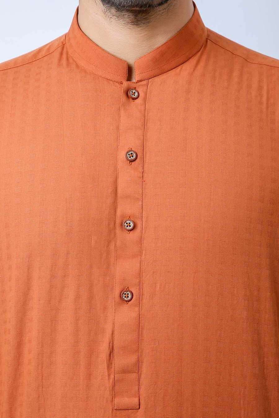Kurta Ban Collar Rust at Charcoal Clothing