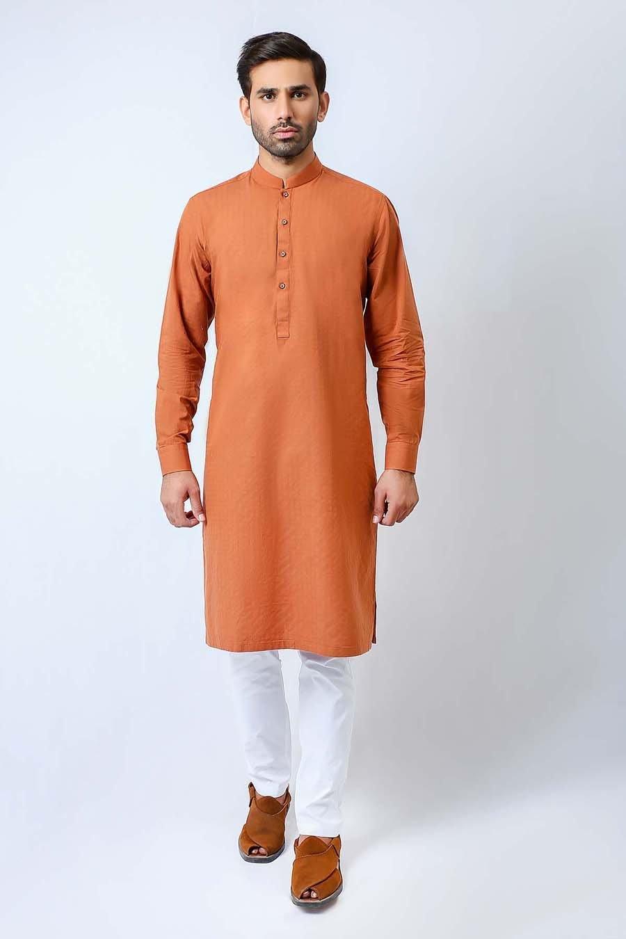 Kurta Ban Collar Rust at Charcoal Clothing