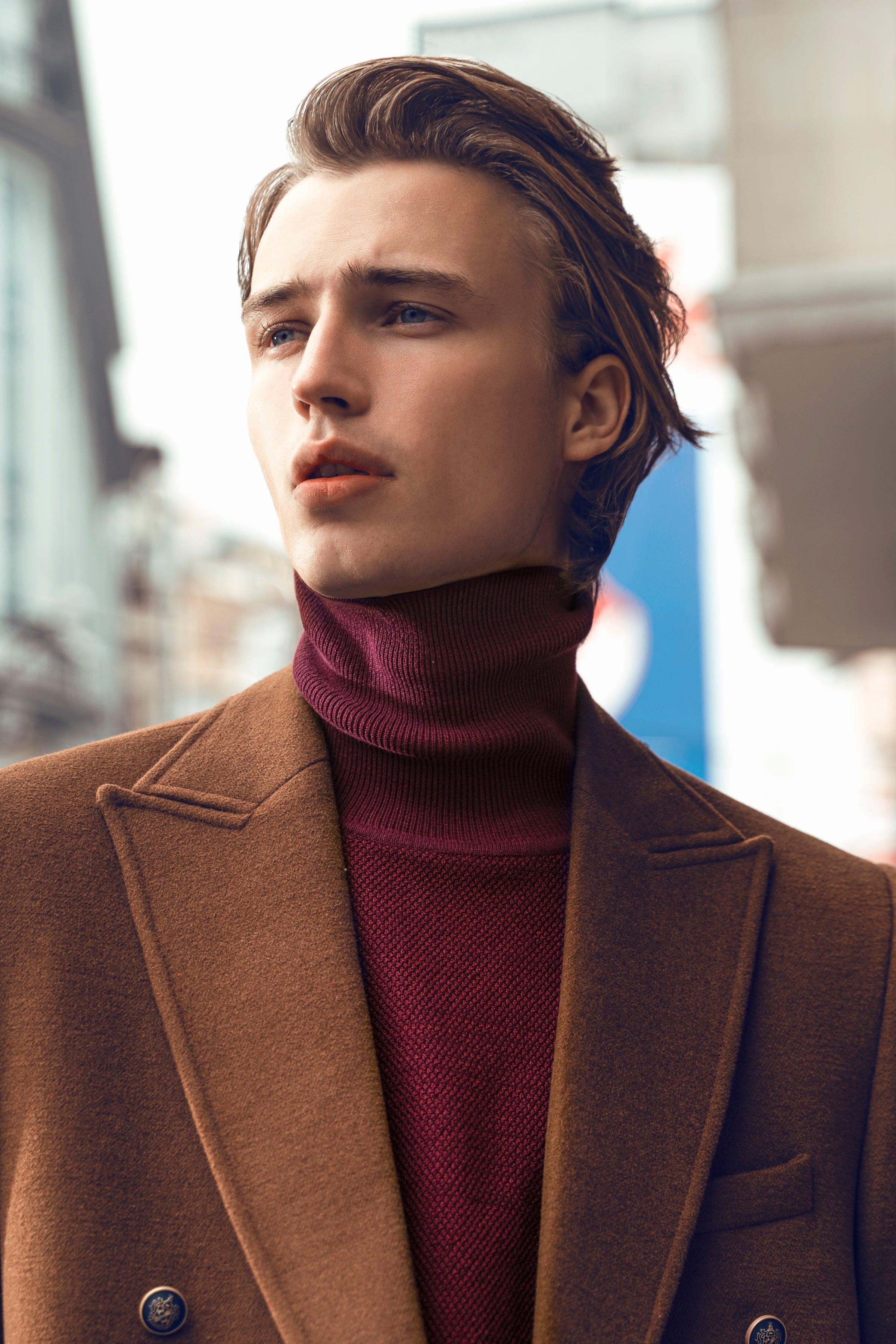 LONG COAT DOUBLE BREASTED BROWN at Charcoal Clothing