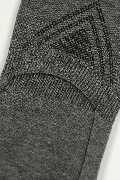 Loafer sock close-up in dark gray with cushioned heel panel and knit arch design