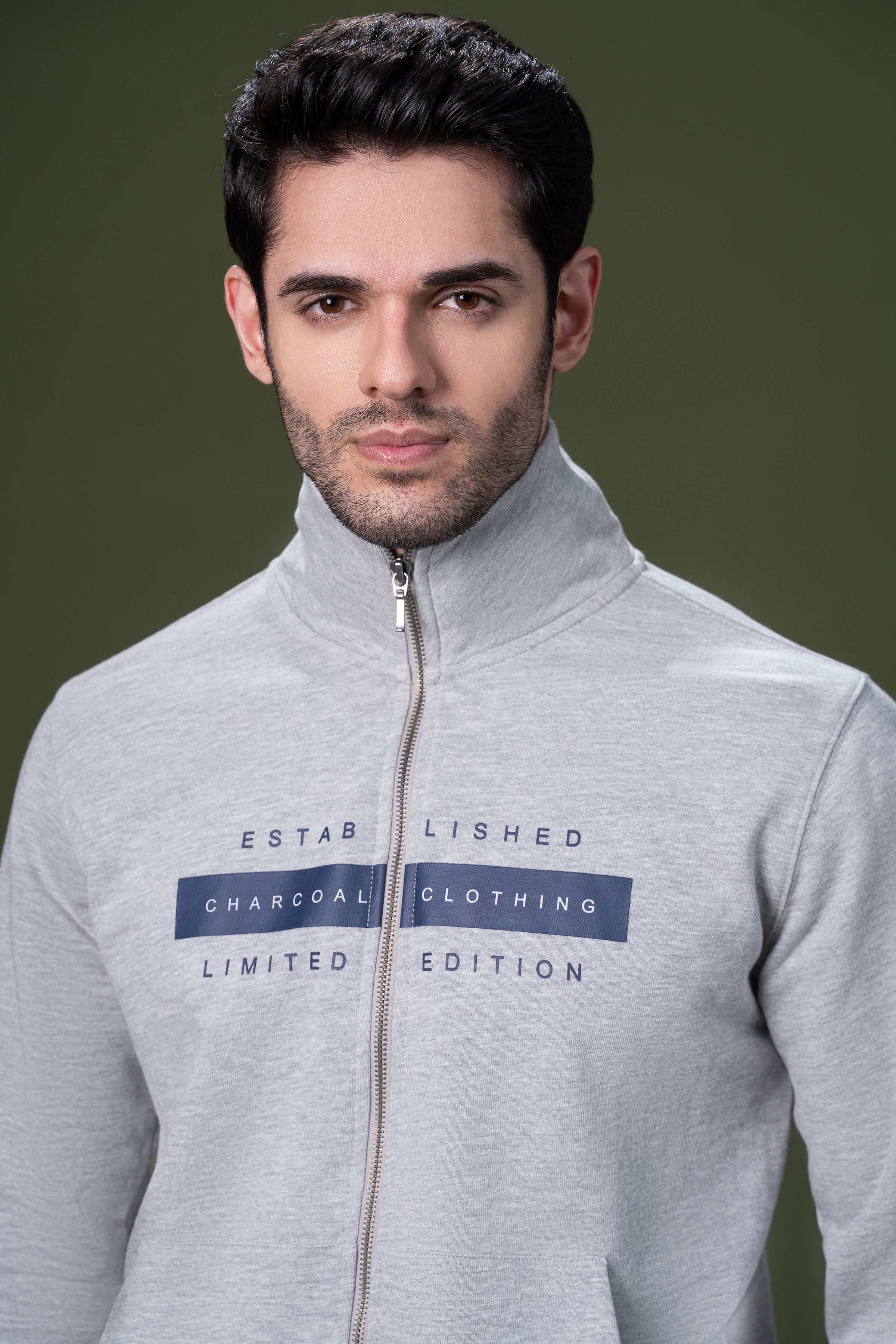 MOCK NECK JACKET HYDER GREY at Charcoal Clothing