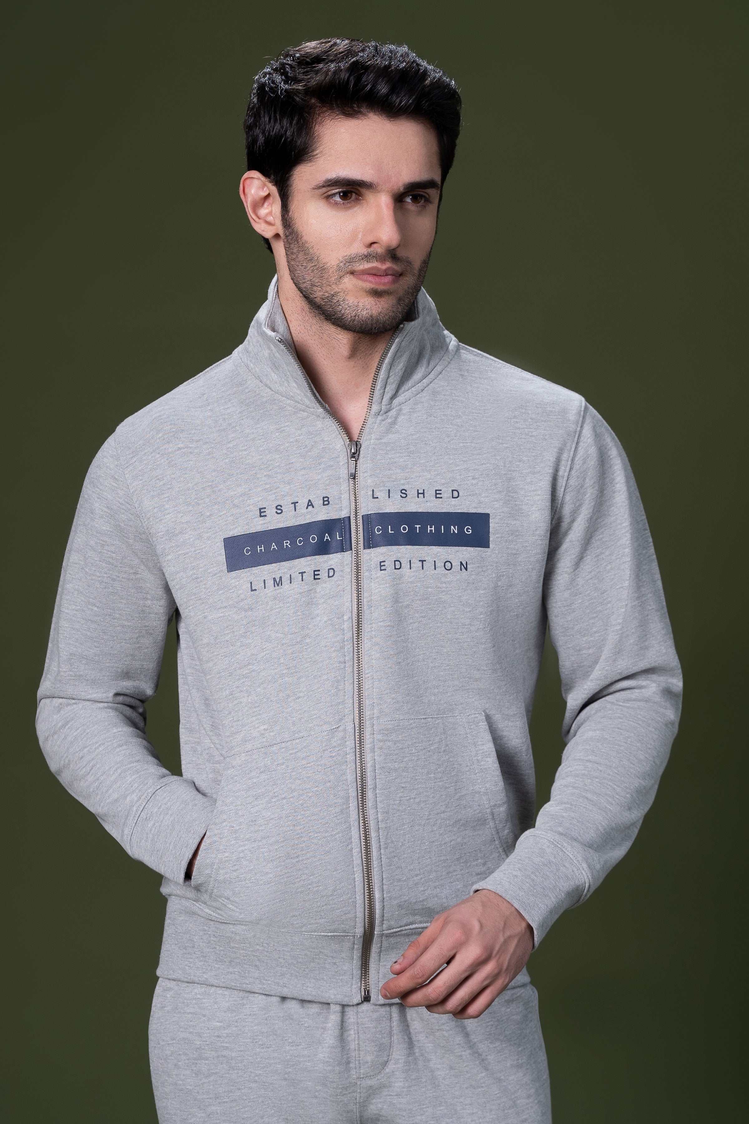 MOCK NECK JACKET HYDER GREY at Charcoal Clothing