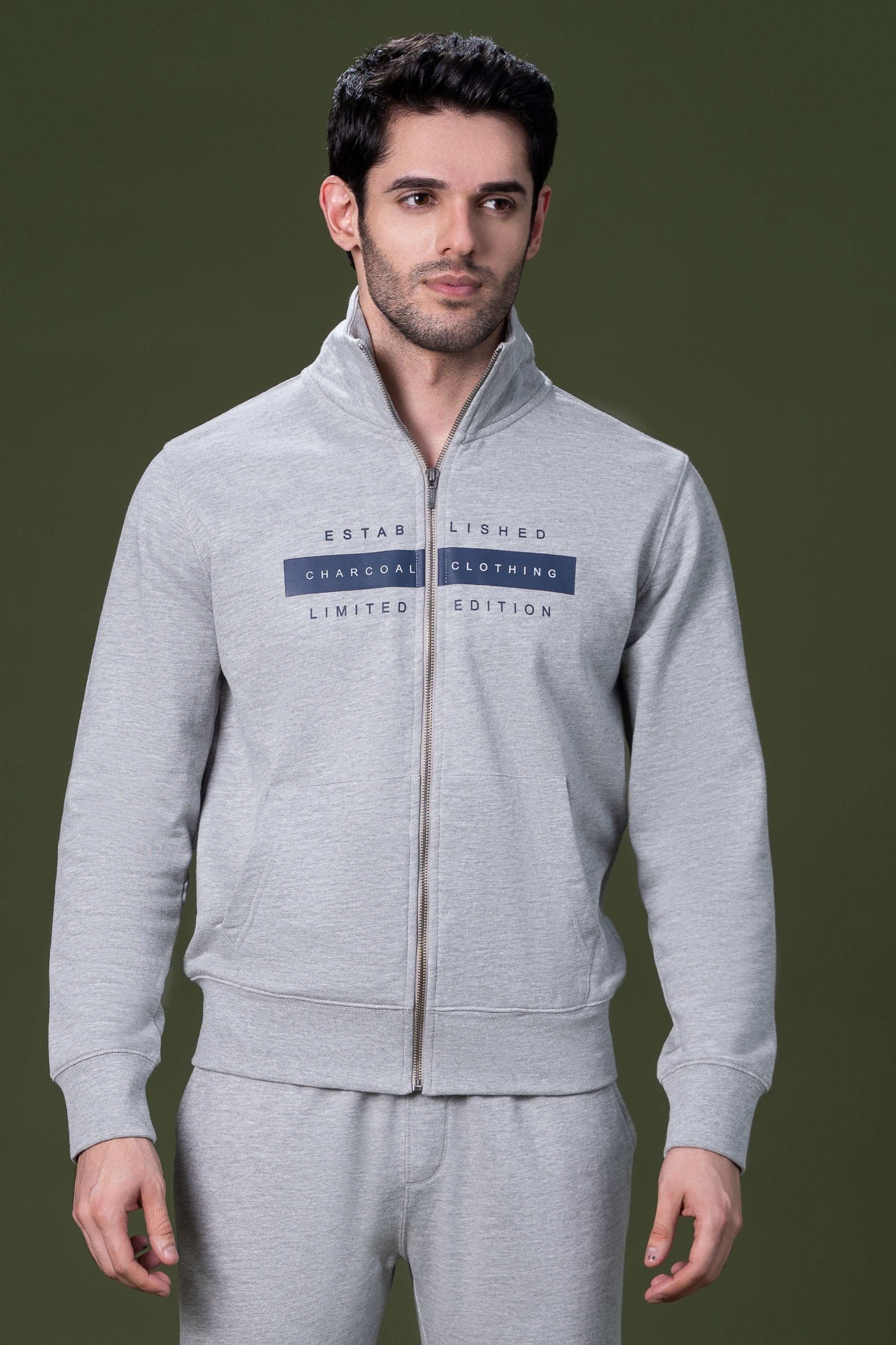 MOCK NECK JACKET HYDER GREY at Charcoal Clothing