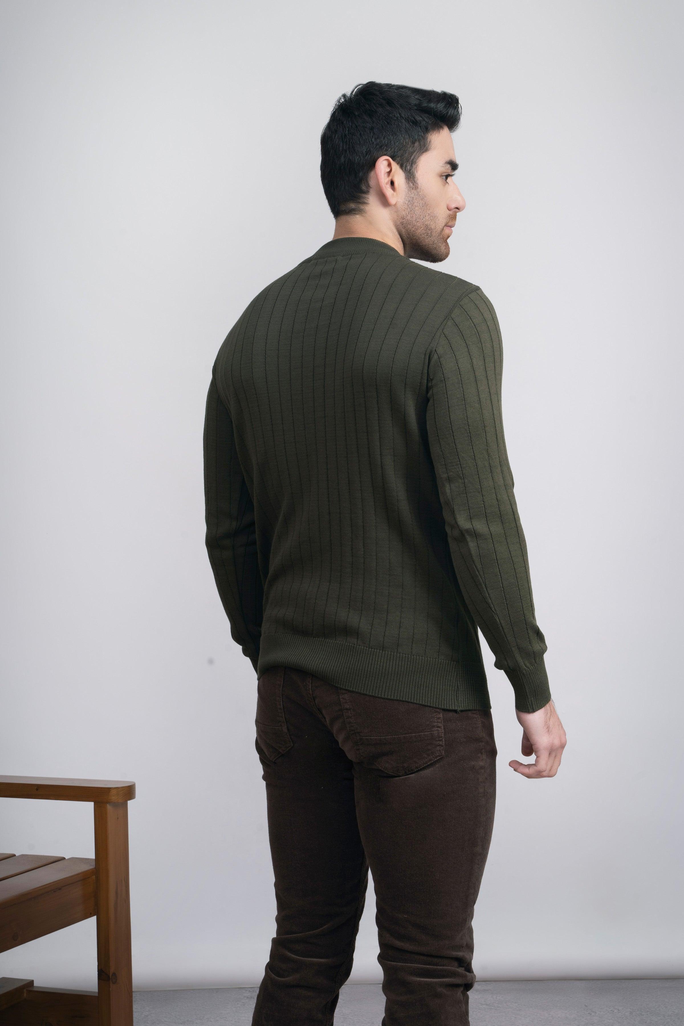 MOCK NECK SWEATER F/S OLIVE at Charcoal Clothing