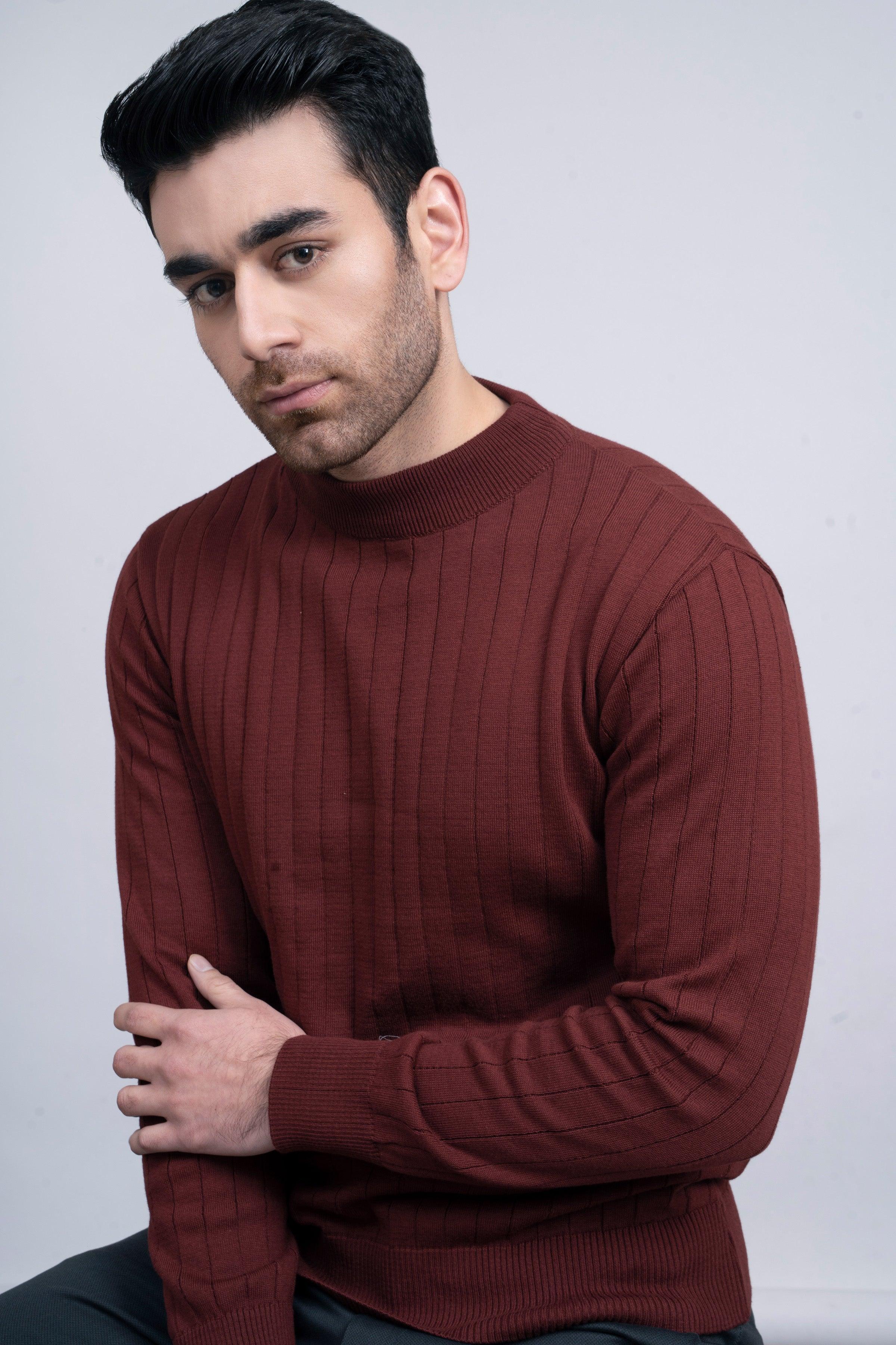 MOCK NECK SWEATER F/S RUST at Charcoal Clothing